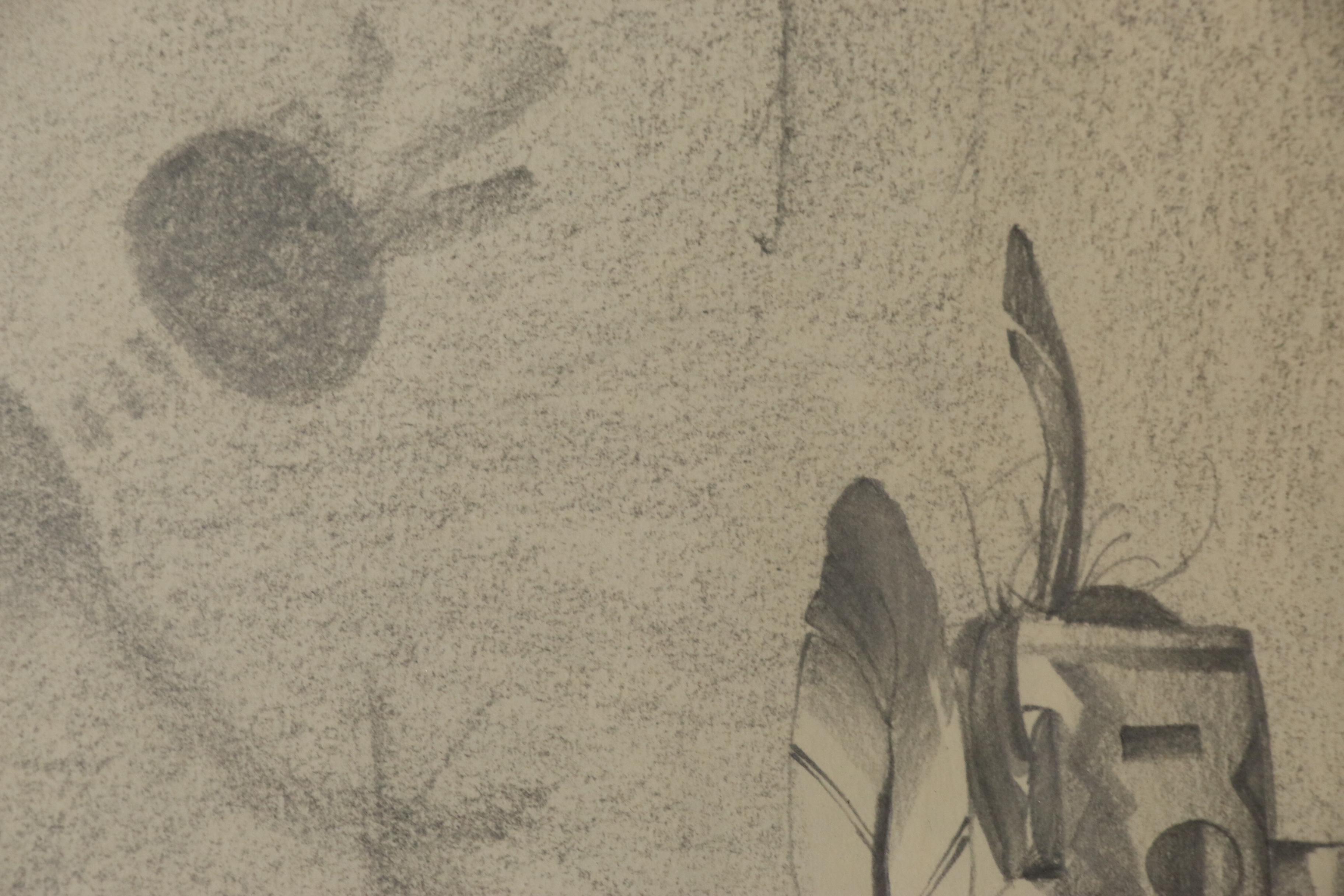 Pueblo of Zuni Mask Graphite Drawing, 1977