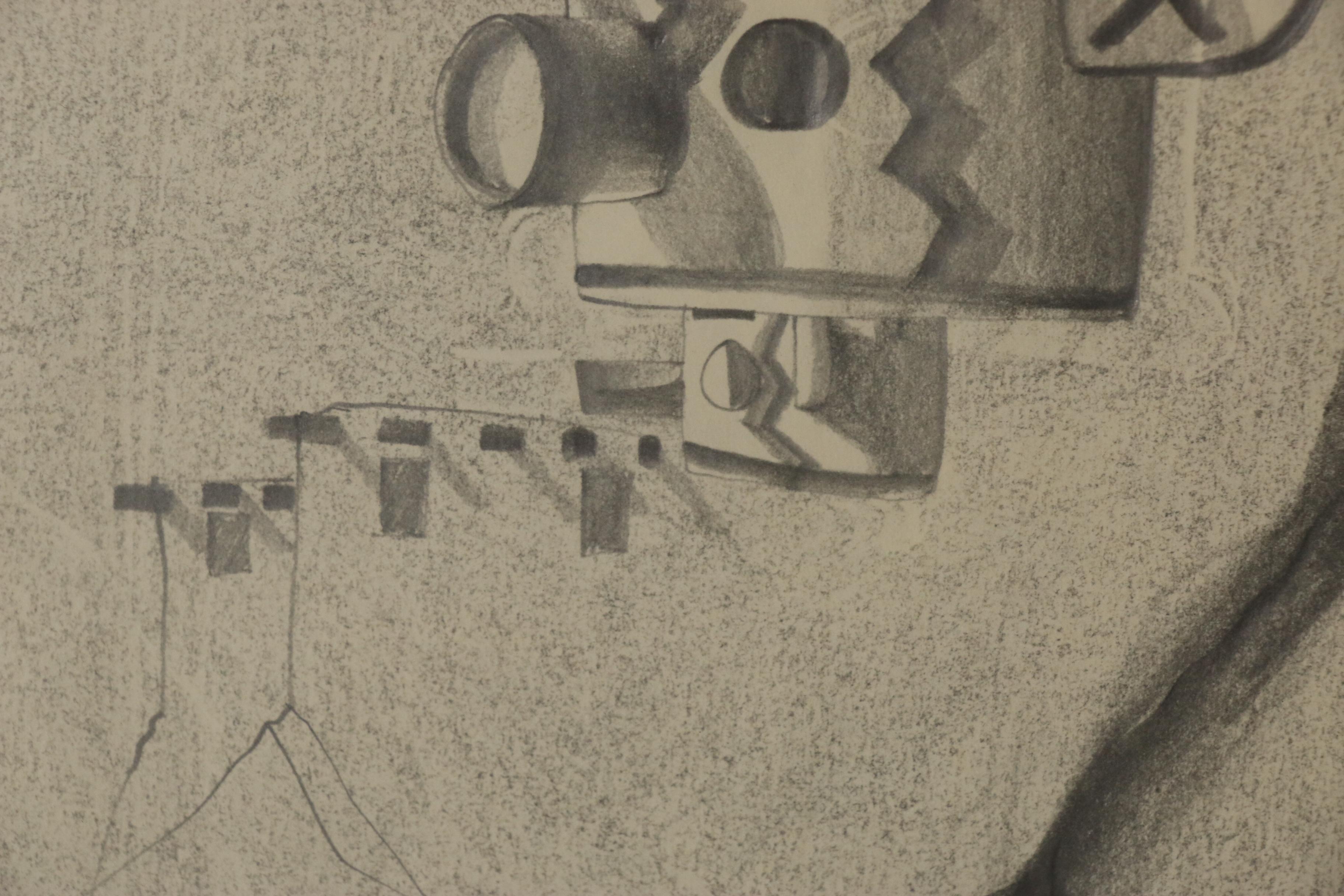 Pueblo of Zuni Mask Graphite Drawing, 1977