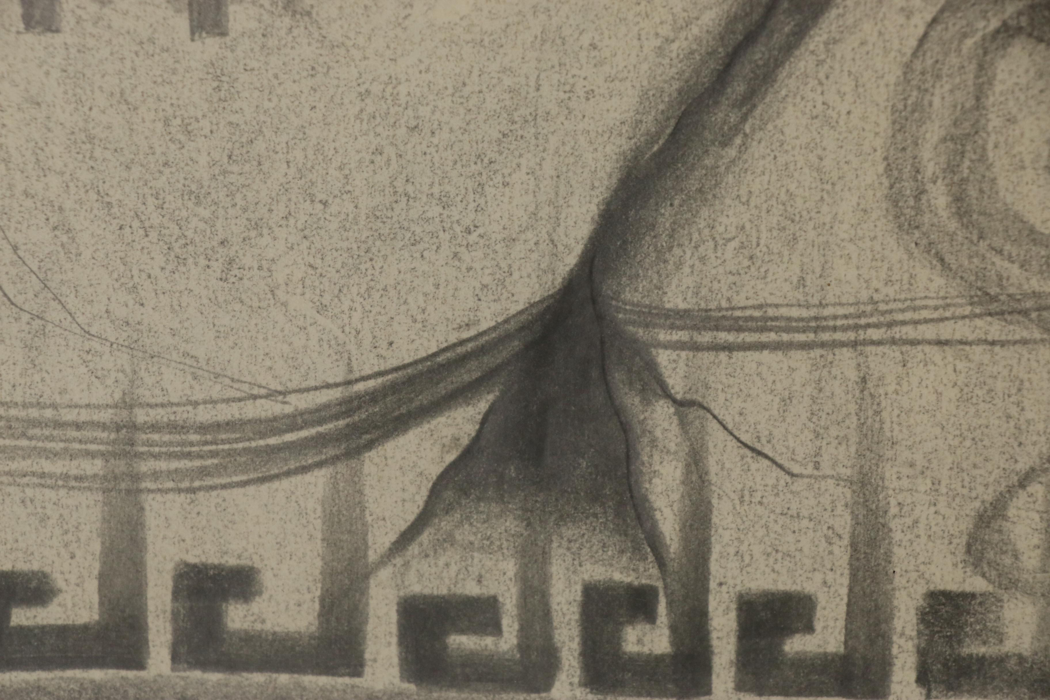 Pueblo of Zuni Mask Graphite Drawing, 1977