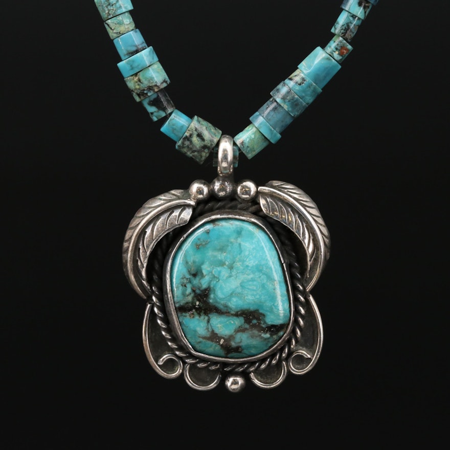 Herbie Platero Navajo Diné Sterling Silver Turquoise Necklace
