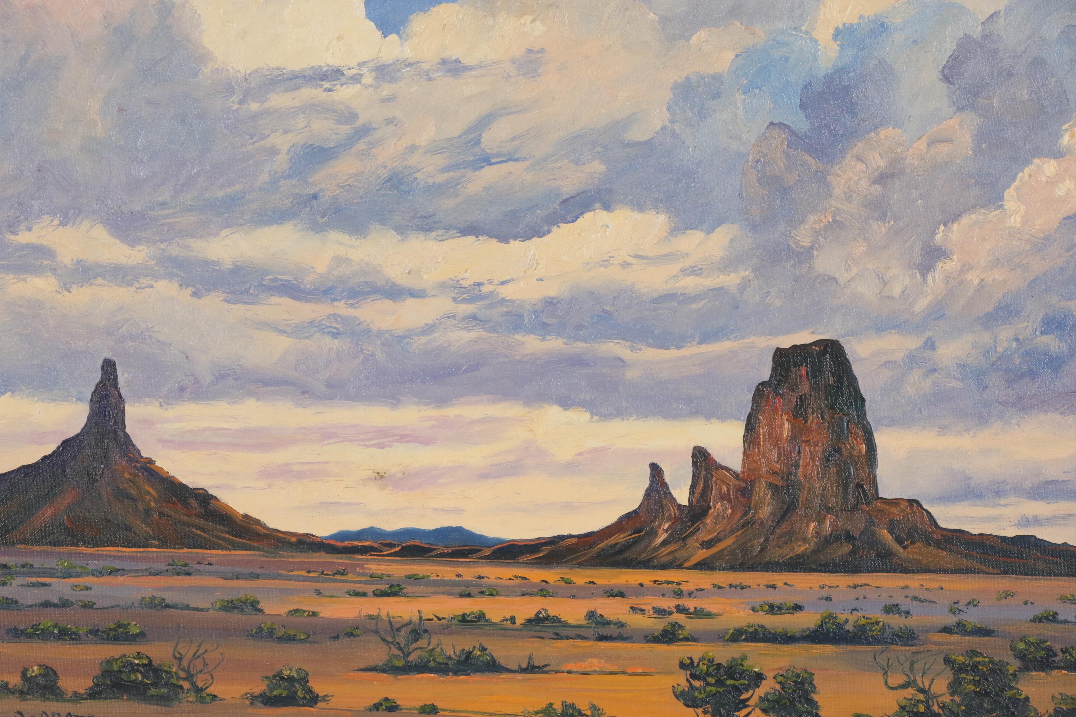Leonard F. Dobratz Monument Valley Oil Painting "Cloudy Day", 20th Century