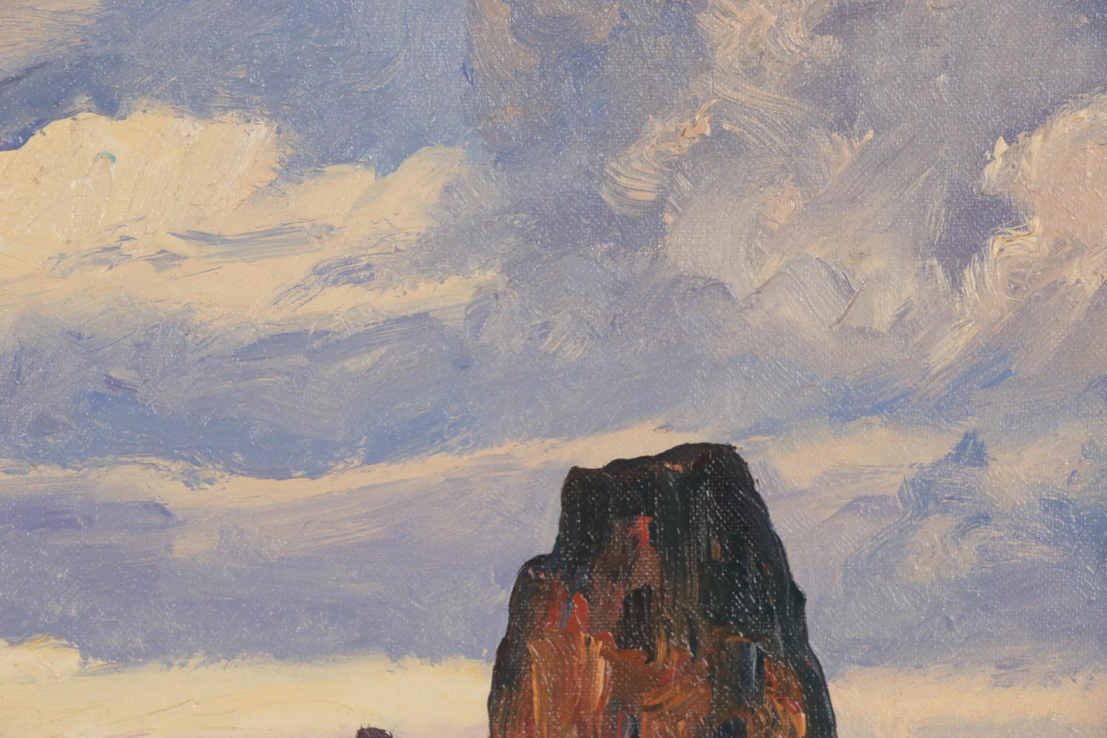Leonard F. Dobratz Monument Valley Oil Painting "Cloudy Day", 20th Century