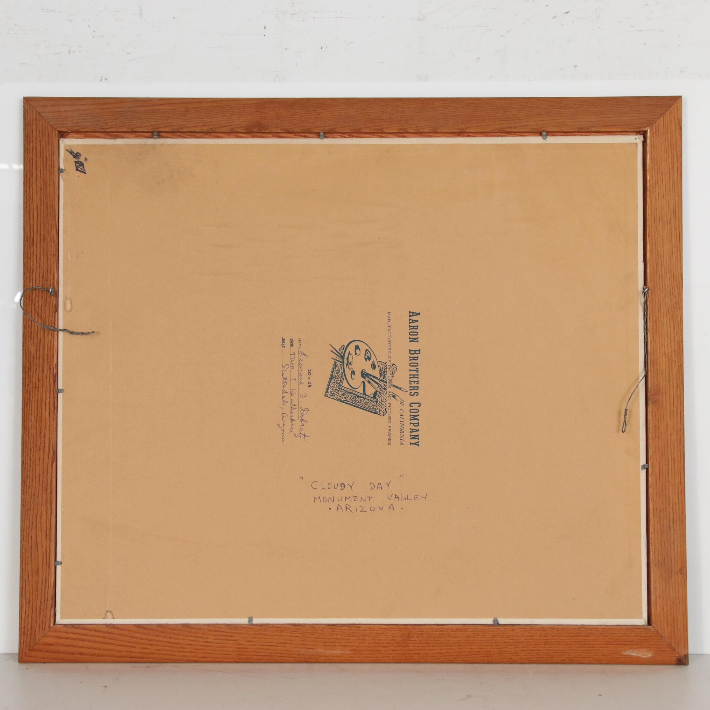 Leonard F. Dobratz Monument Valley Oil Painting "Cloudy Day", 20th Century