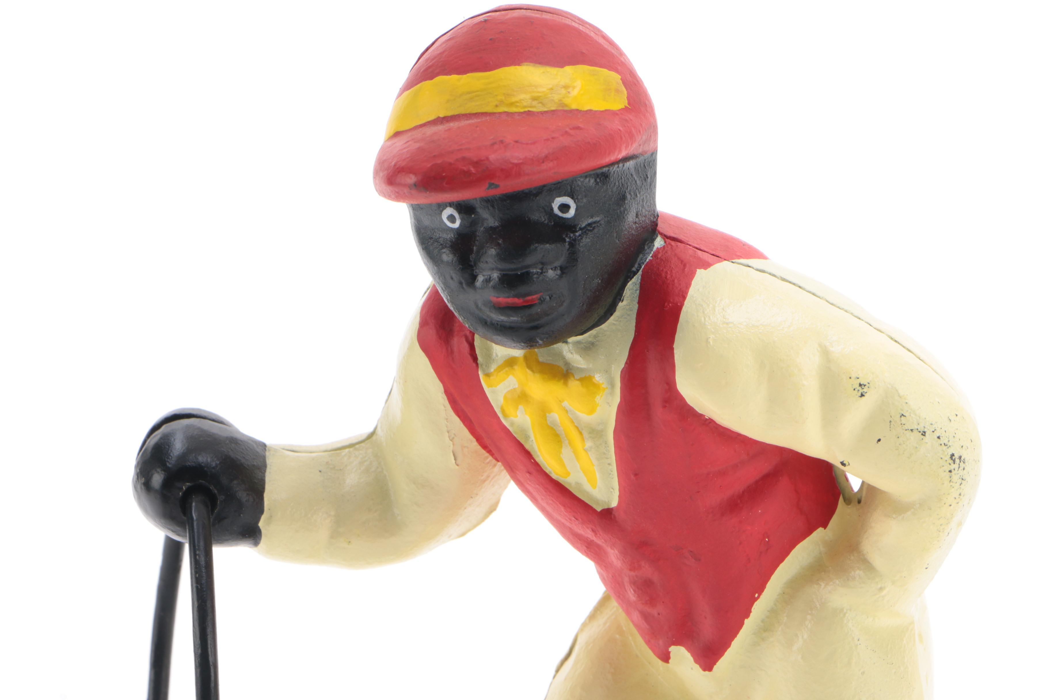 Reproduction Cast Iron Black Americana Lawn Jockey Doorstop