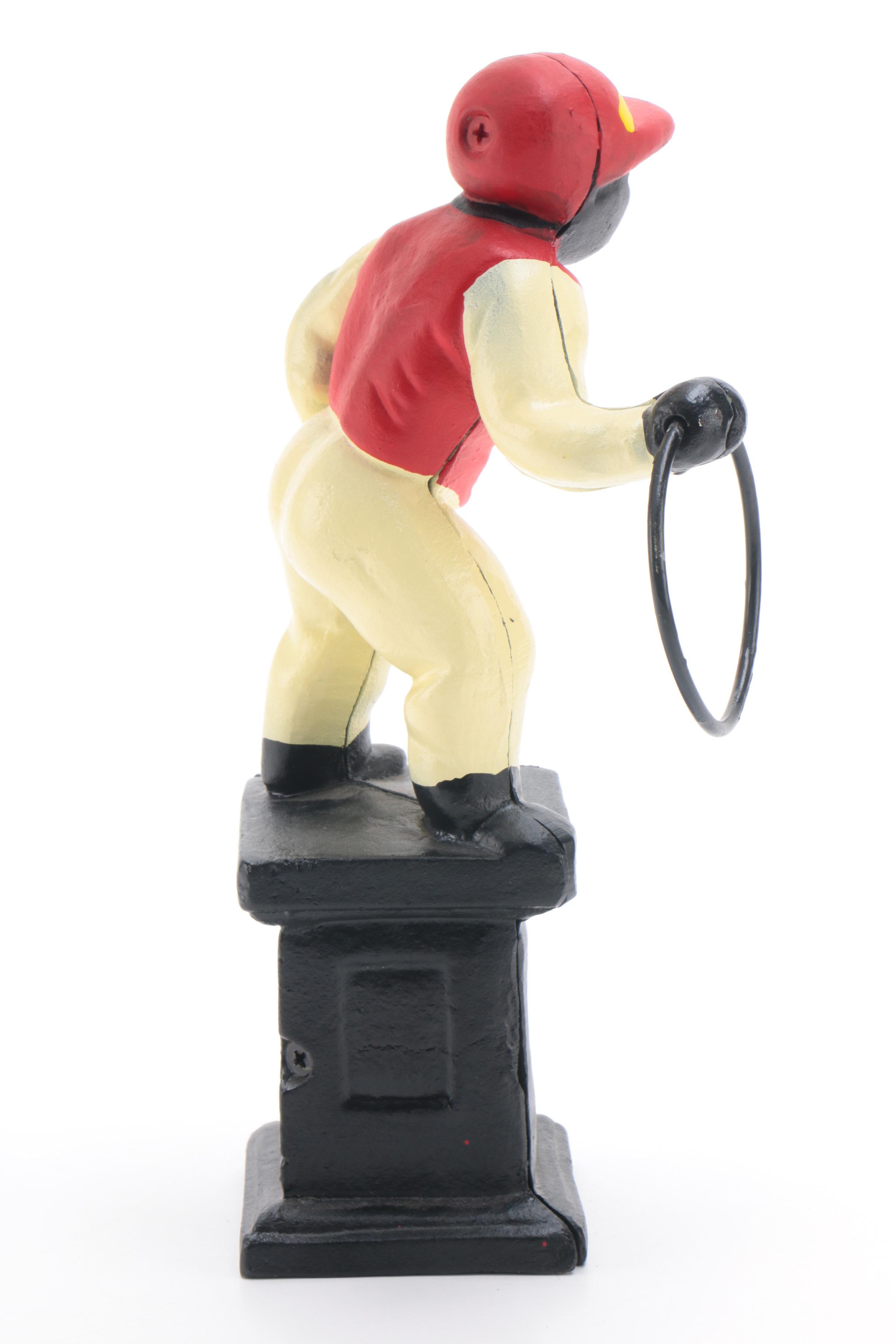 Reproduction Cast Iron Black Americana Lawn Jockey Doorstop