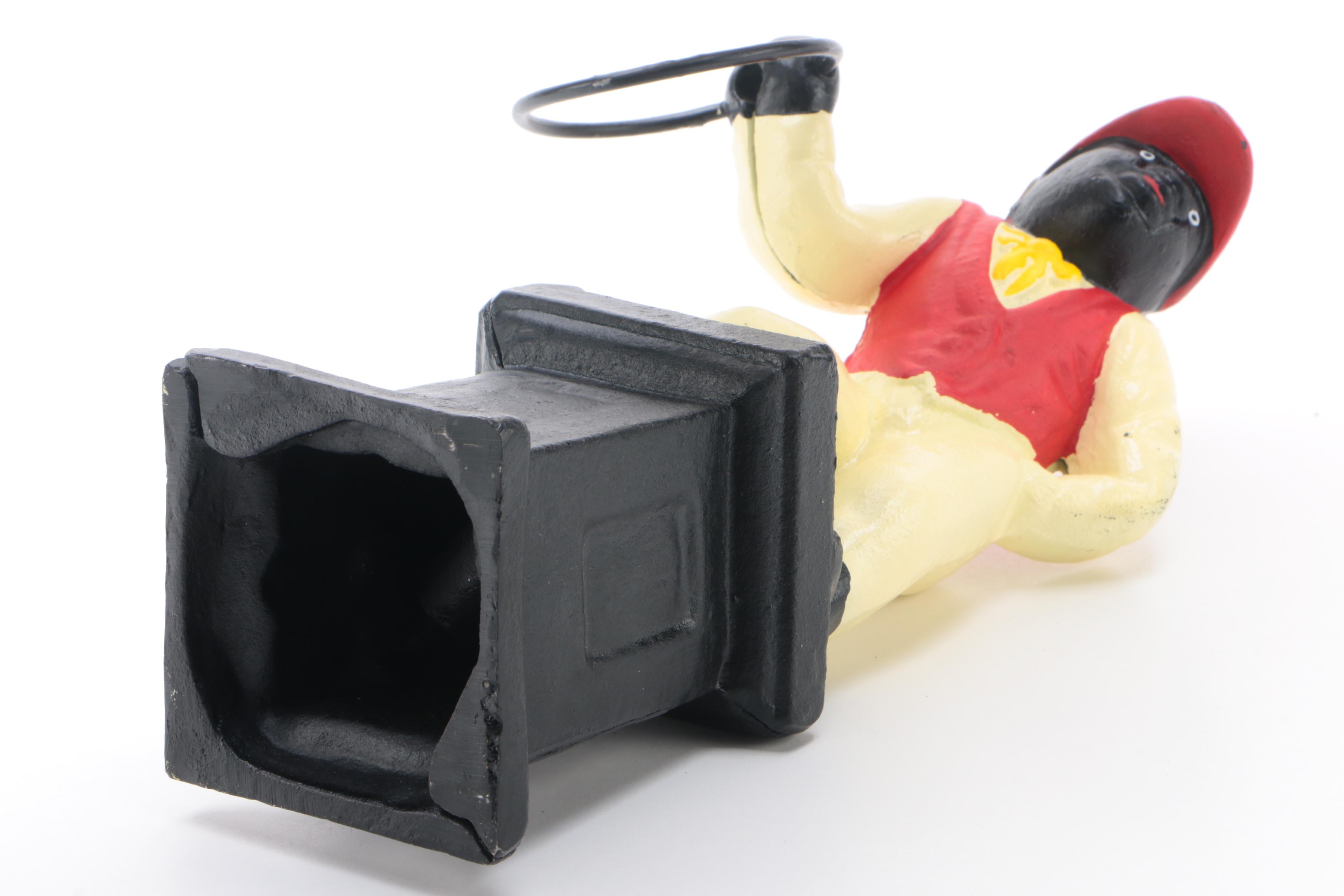 Reproduction Cast Iron Black Americana Lawn Jockey Doorstop