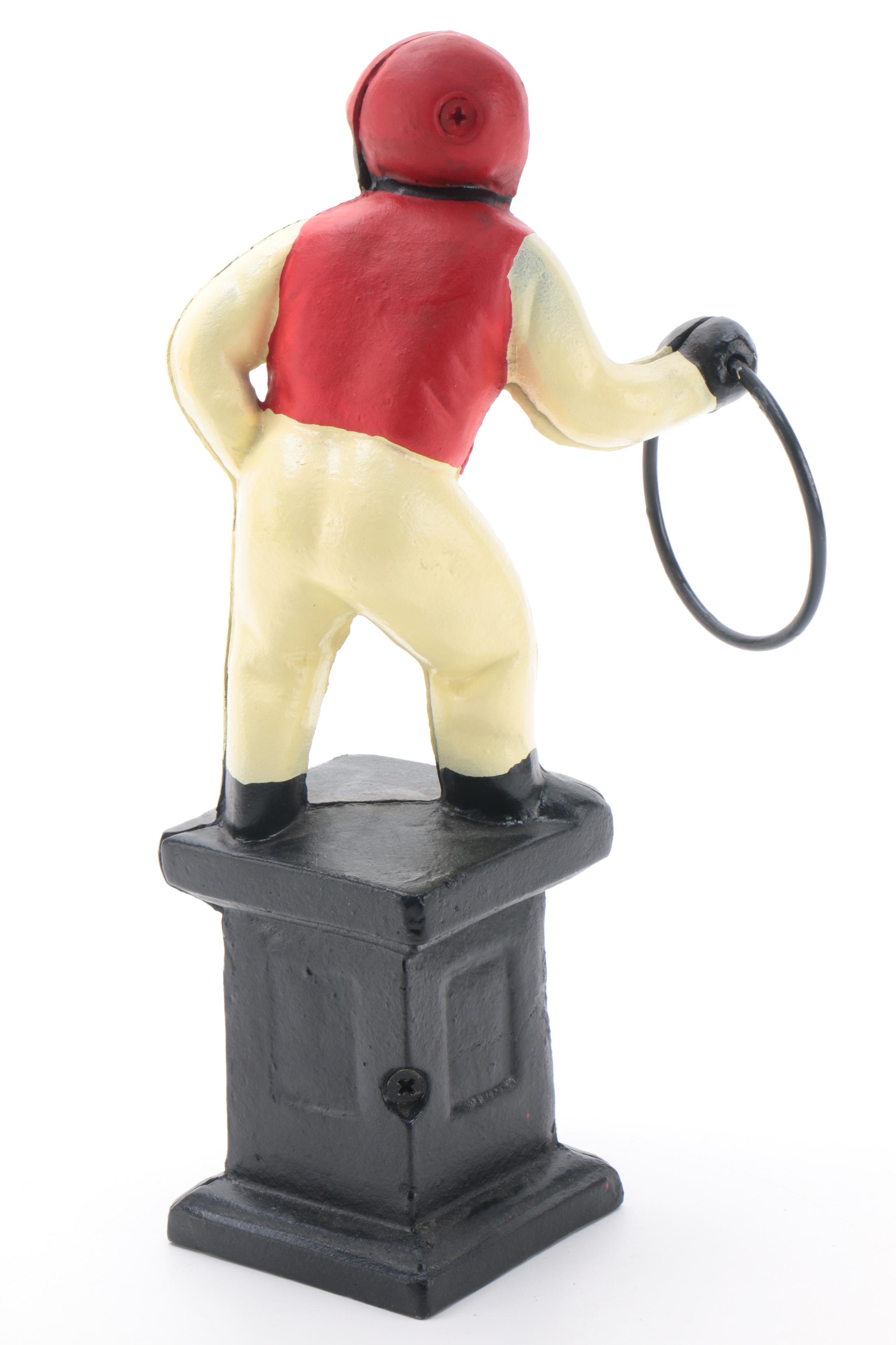 Reproduction Cast Iron Black Americana Lawn Jockey Doorstop