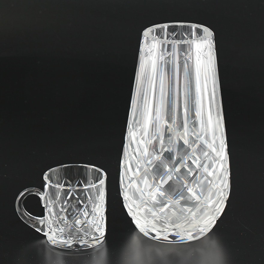 Waterford "Lismore" Crystal Vase and Cup