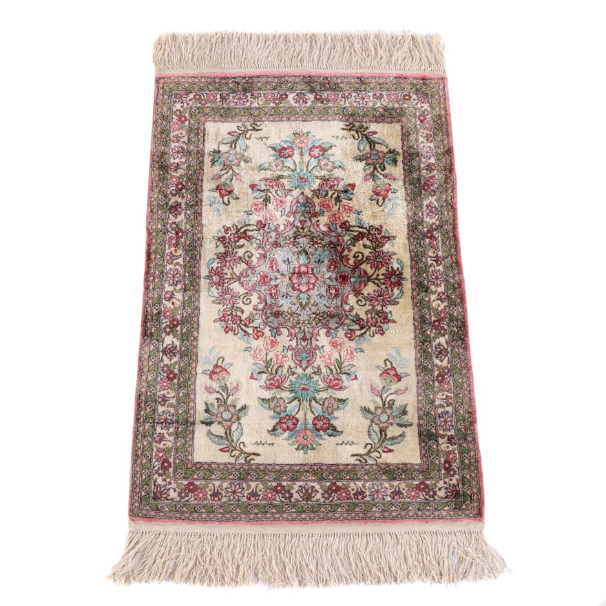 2'1 x 3'9 Hand-Knotted Indo-Persian Silk and Wool Rug