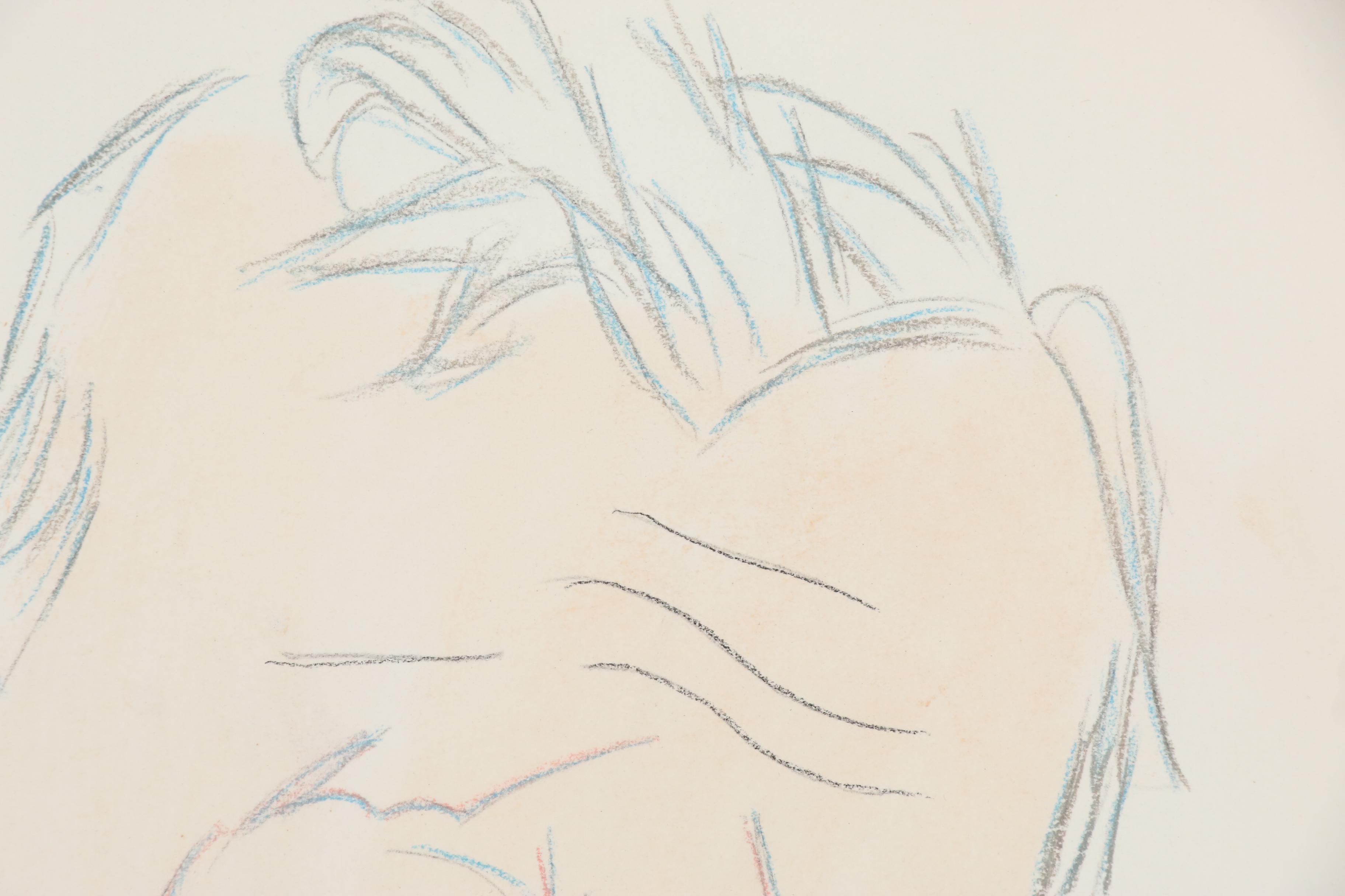 Julius Kroll Pastel Caricature Drawing "John Wayne", Mid-20th Century