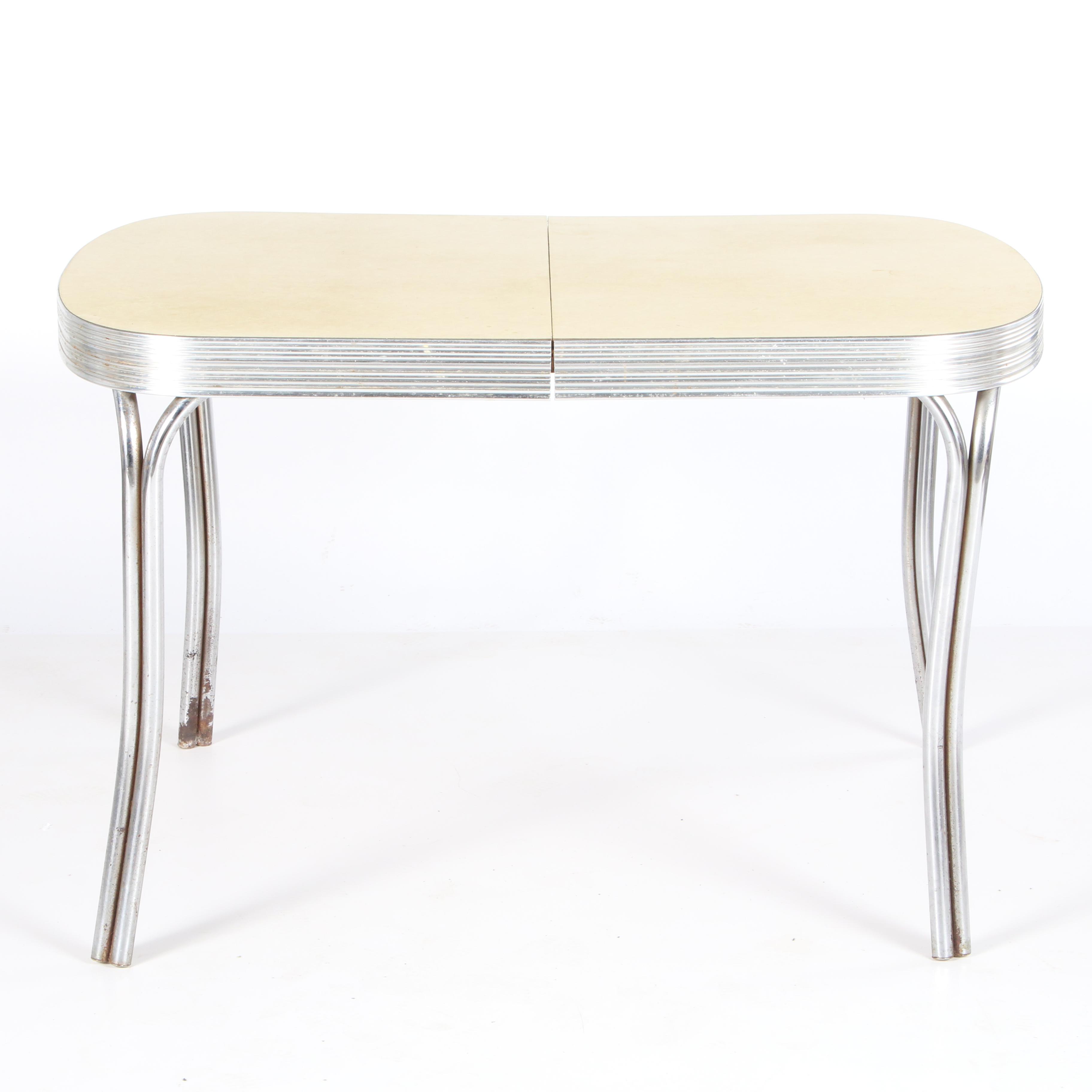 Chrome and Yellow Laminate and Vinyl Dinette Set, circa 1950