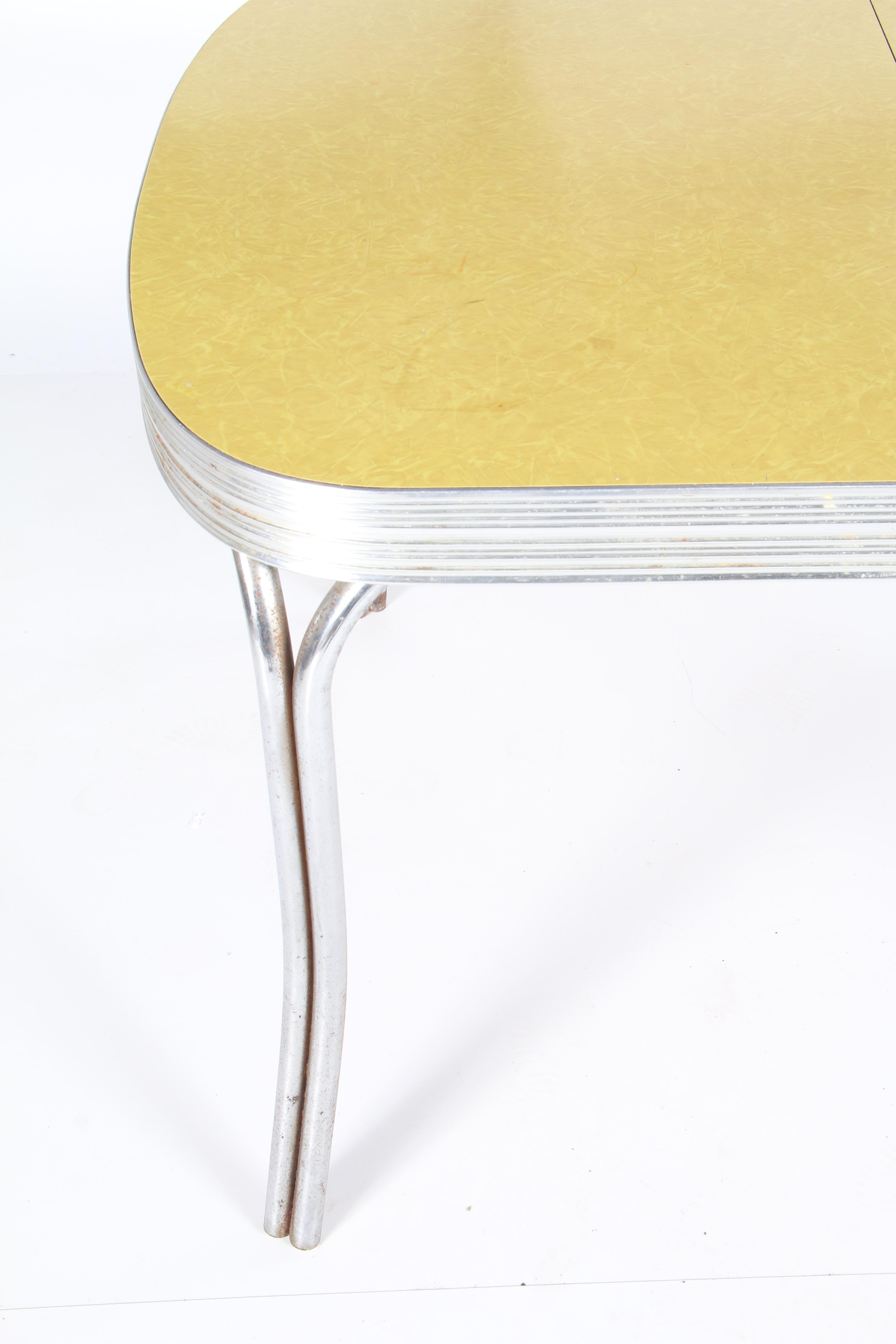 Chrome and Yellow Laminate and Vinyl Dinette Set, circa 1950