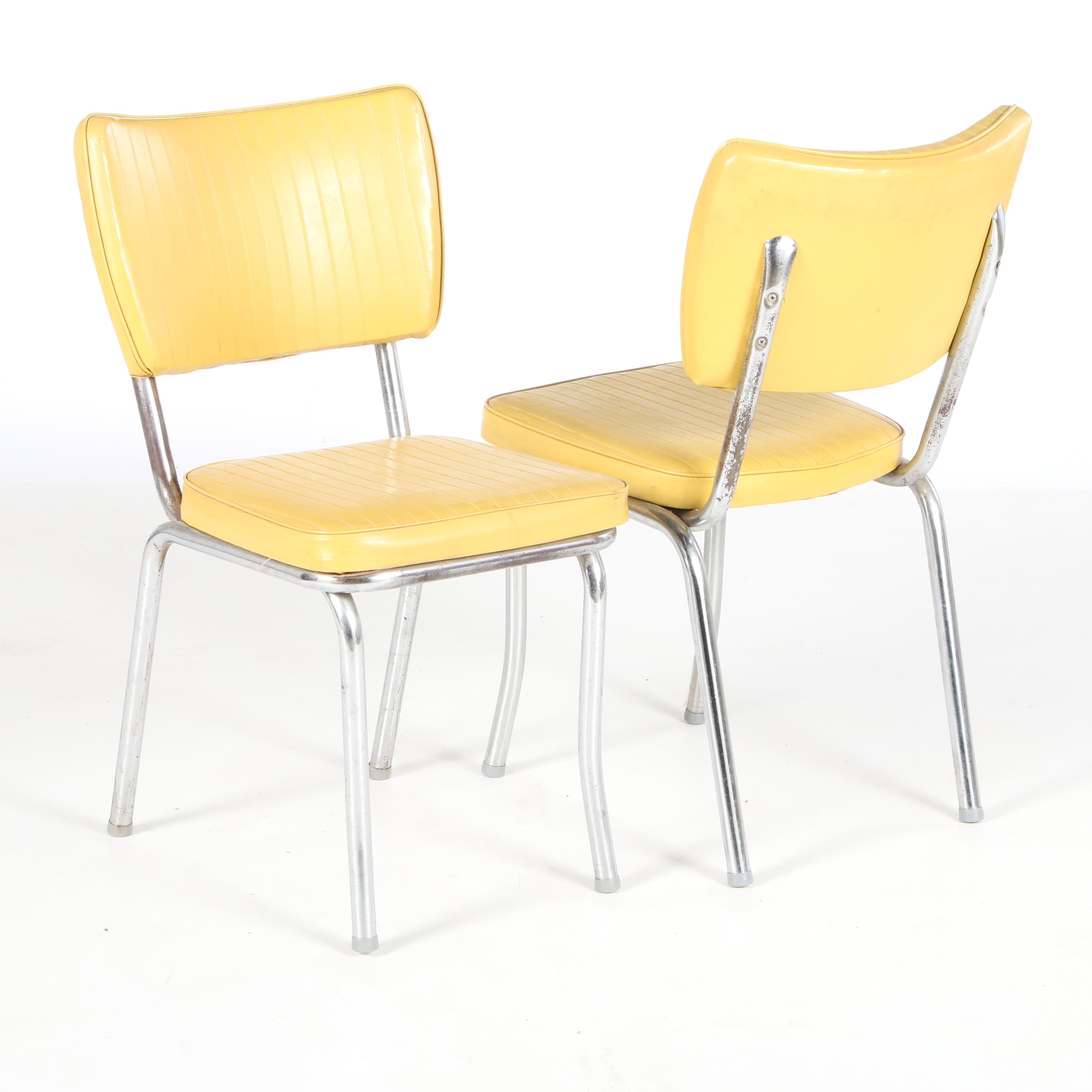 Chrome and Yellow Laminate and Vinyl Dinette Set, circa 1950