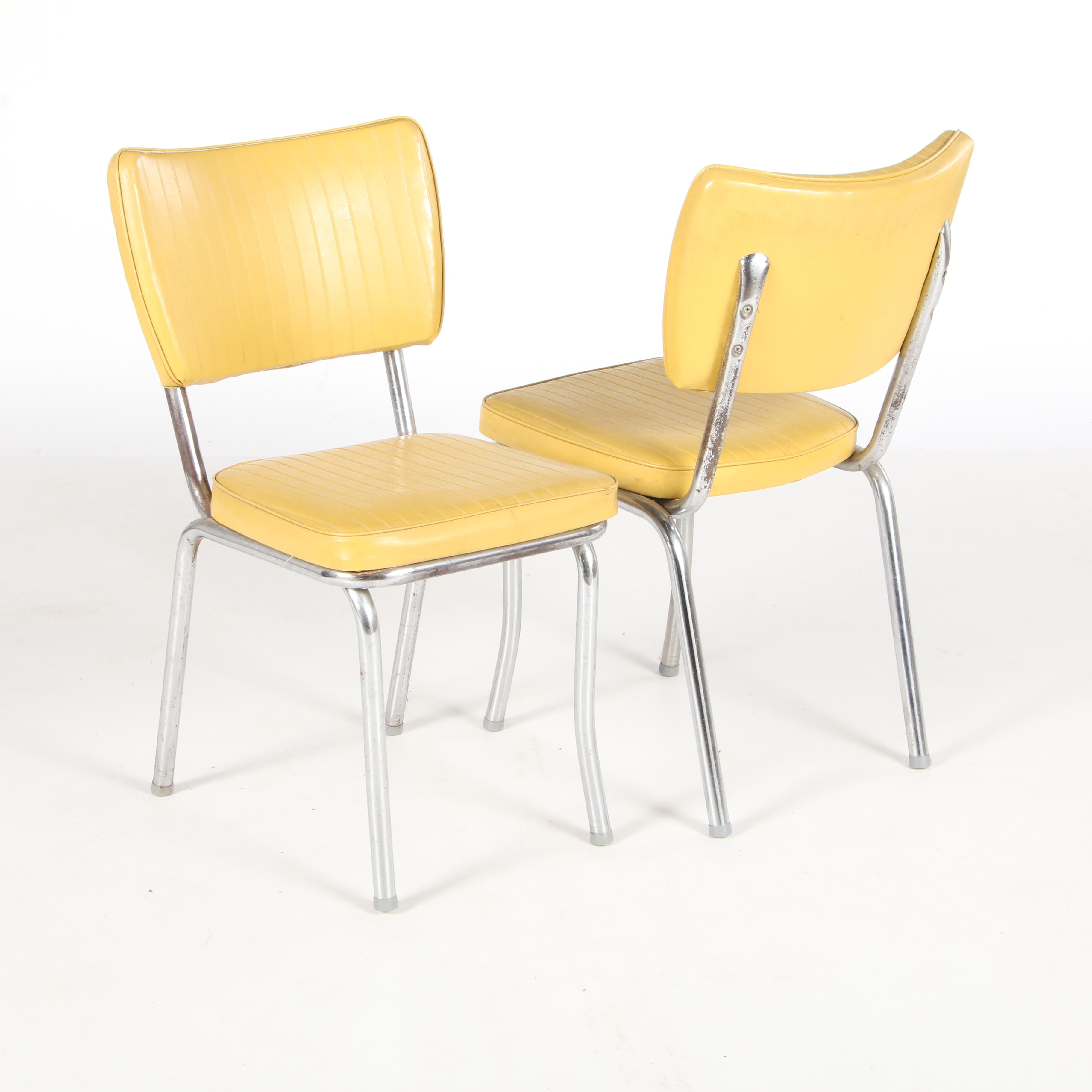 Chrome and Yellow Laminate and Vinyl Dinette Set, circa 1950