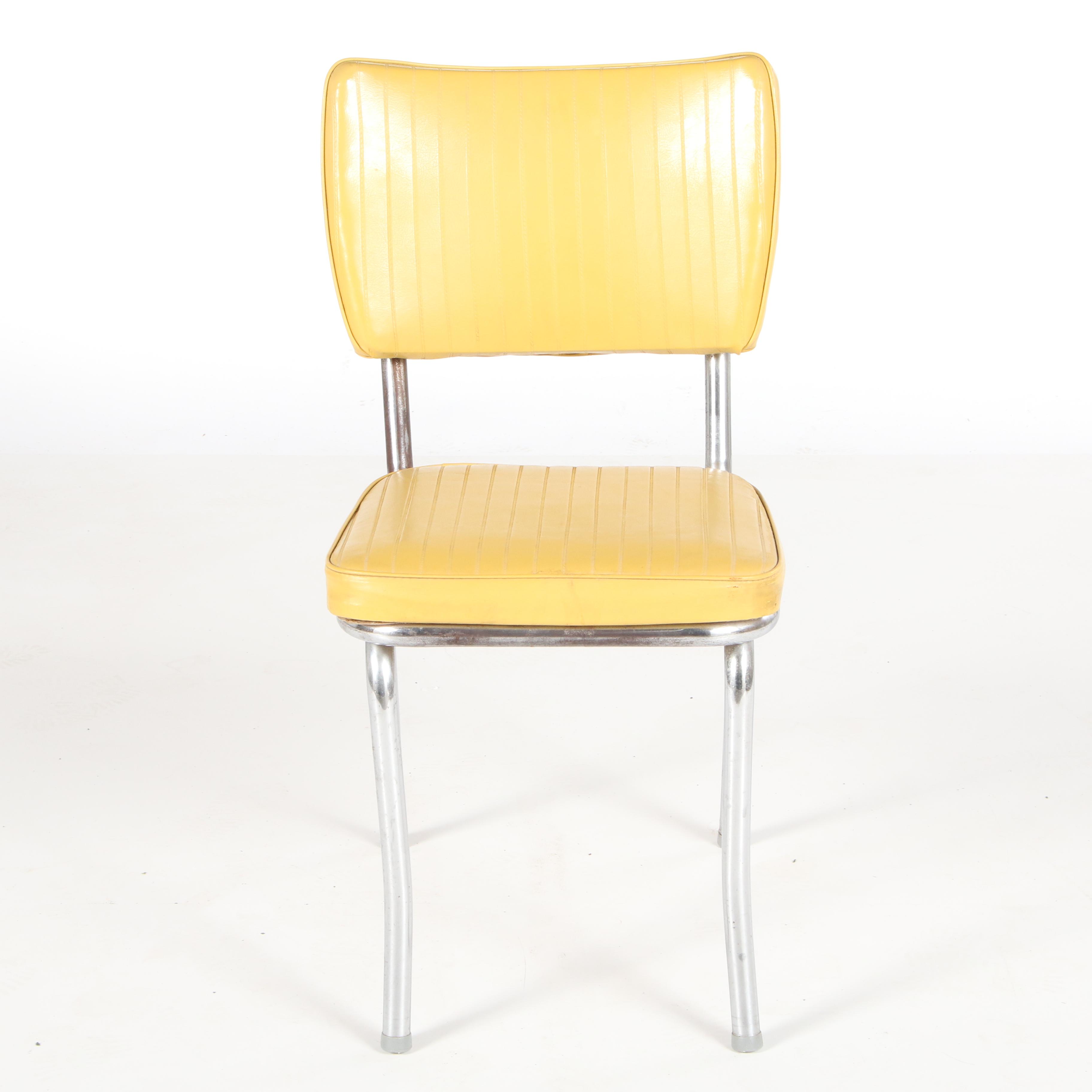 Chrome and Yellow Laminate and Vinyl Dinette Set, circa 1950