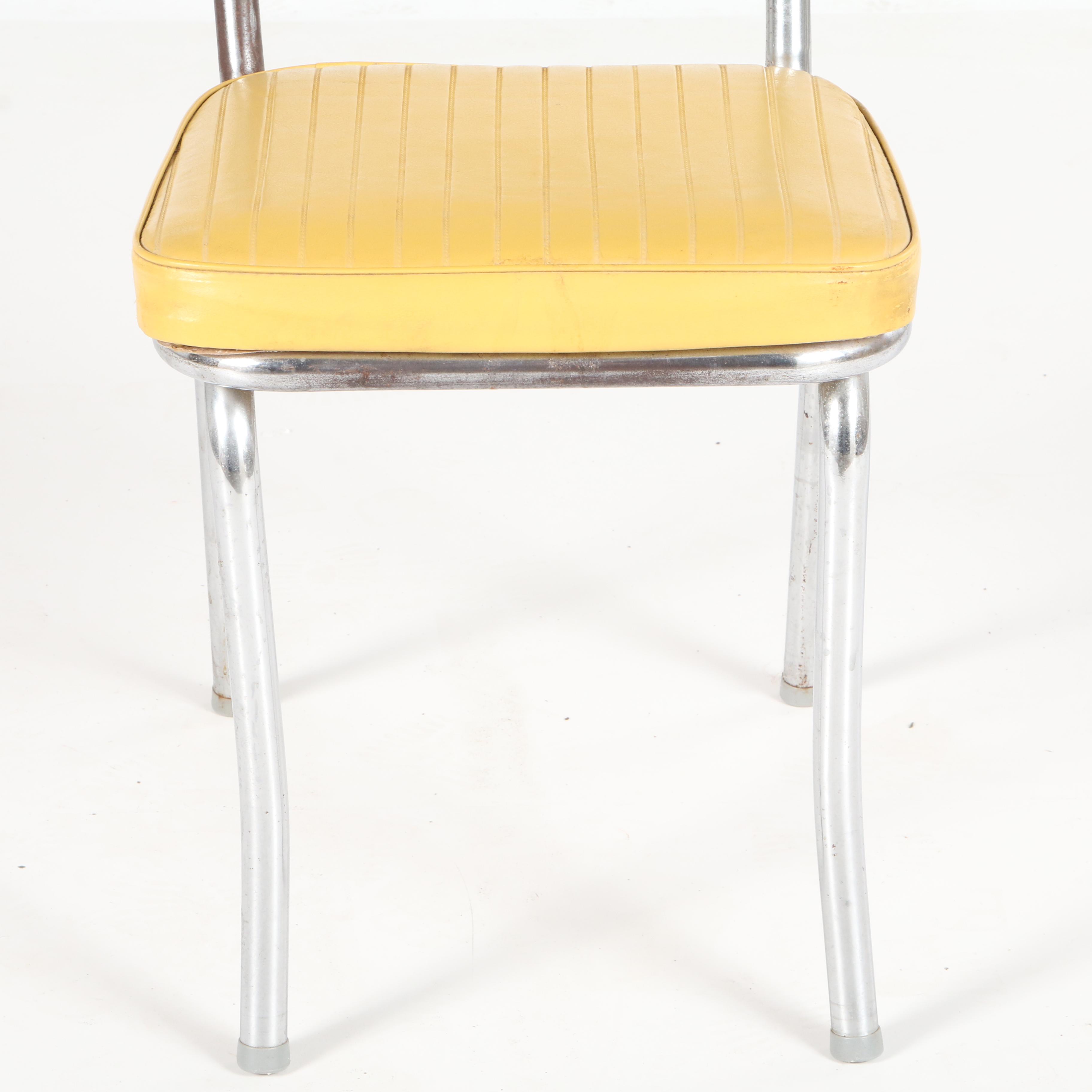 Chrome and Yellow Laminate and Vinyl Dinette Set, circa 1950