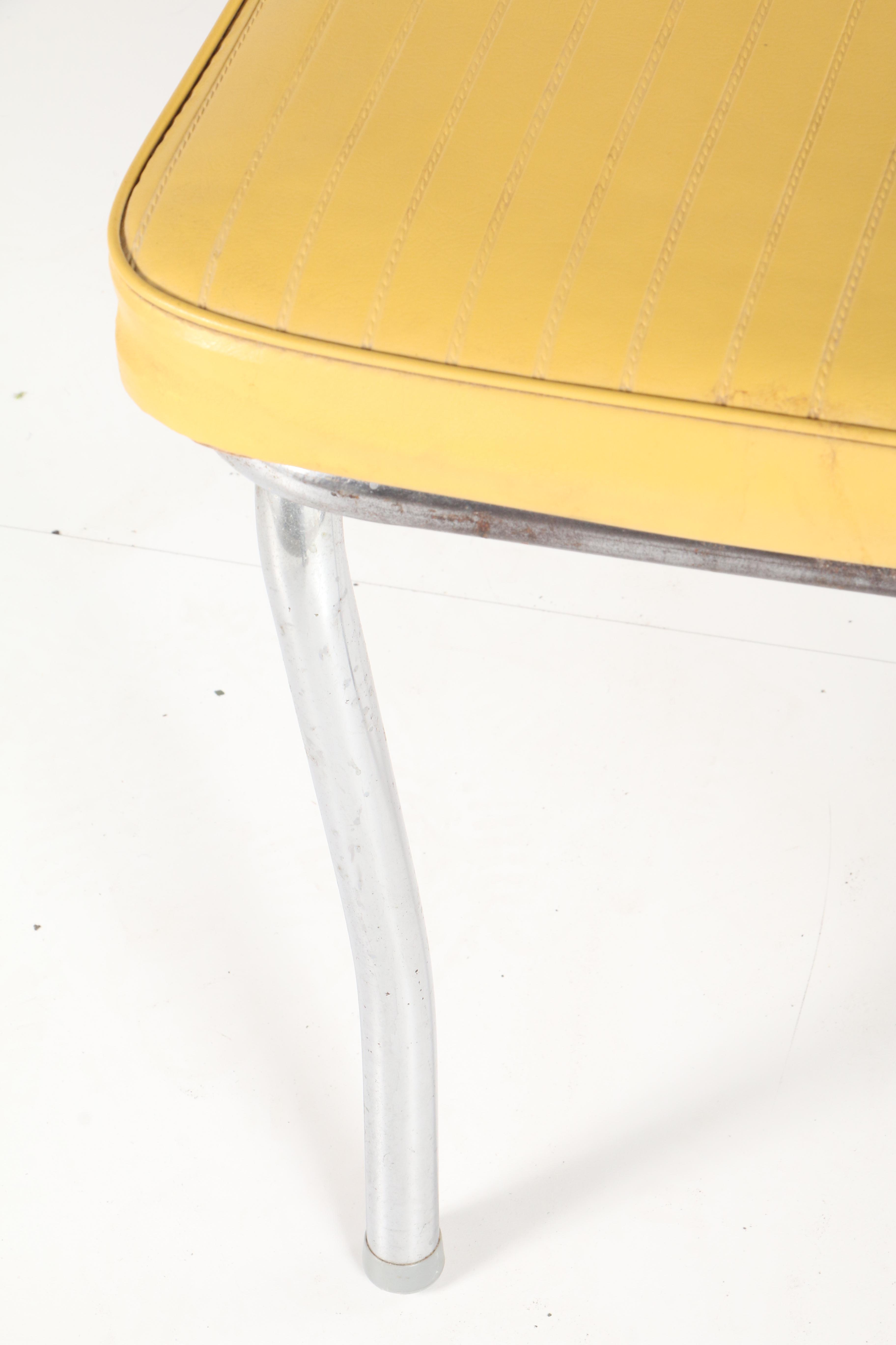 Chrome and Yellow Laminate and Vinyl Dinette Set, circa 1950