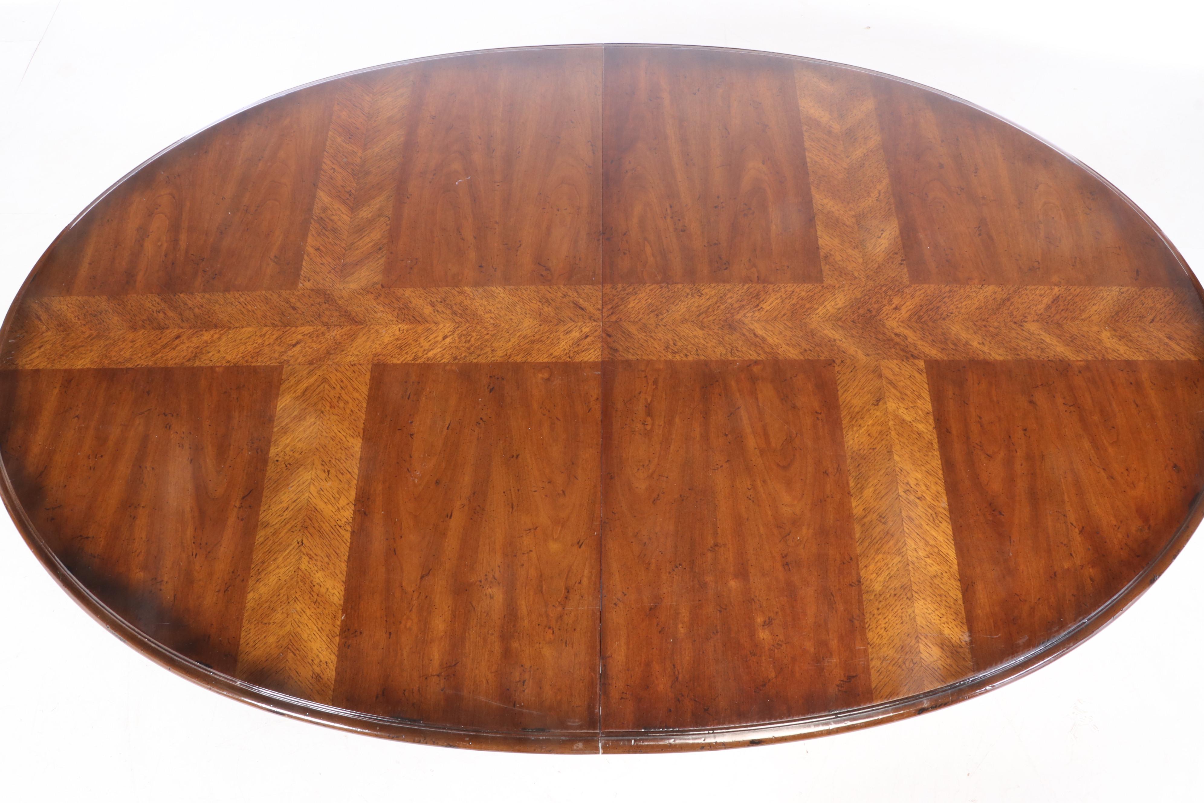 Heritage "Grand Tour" Hardwood-Veneered Double-Pedestal Extending Dining Table