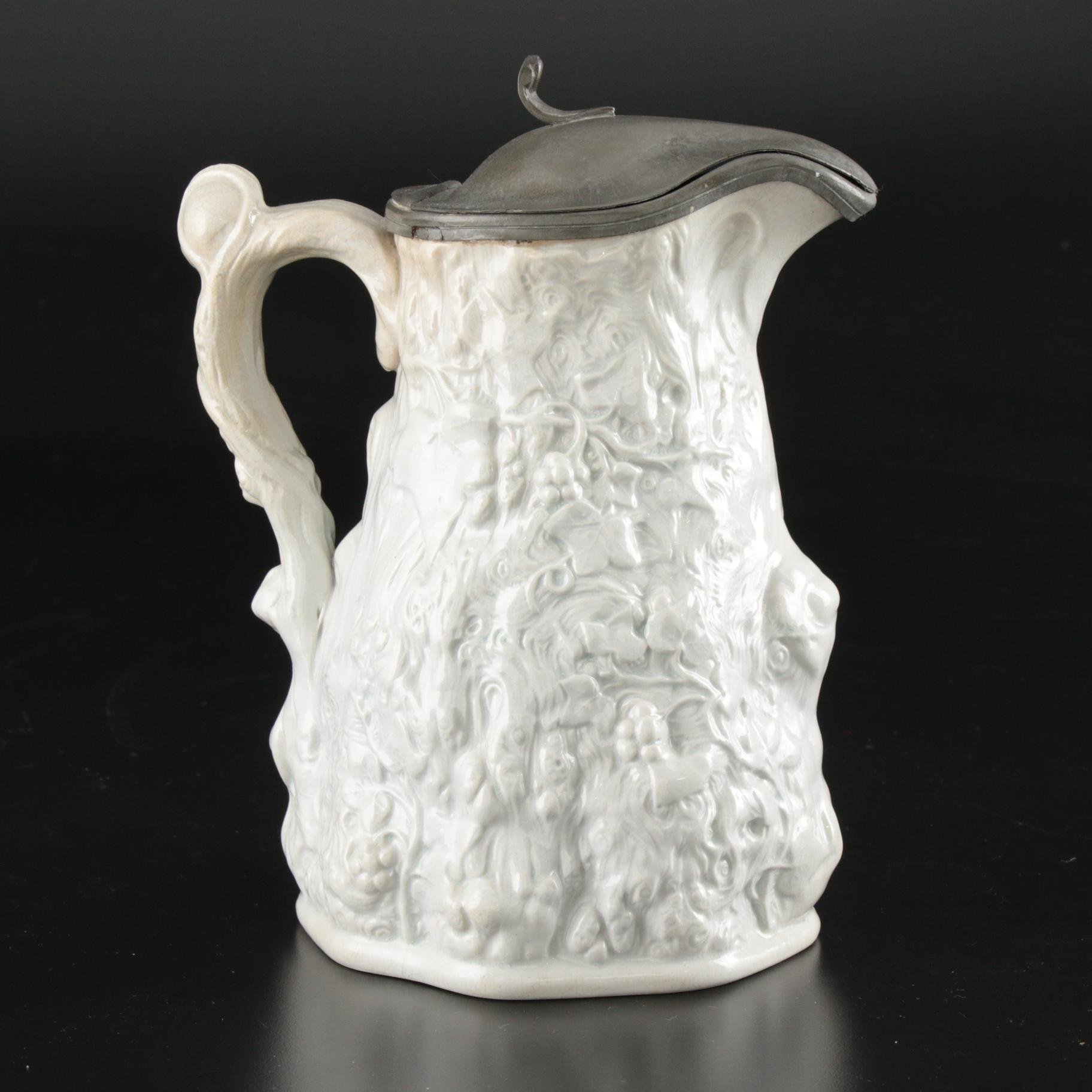 Thomas Booth Hanley Stoneware Syrup Pitcher, Mid to Late 19th Century