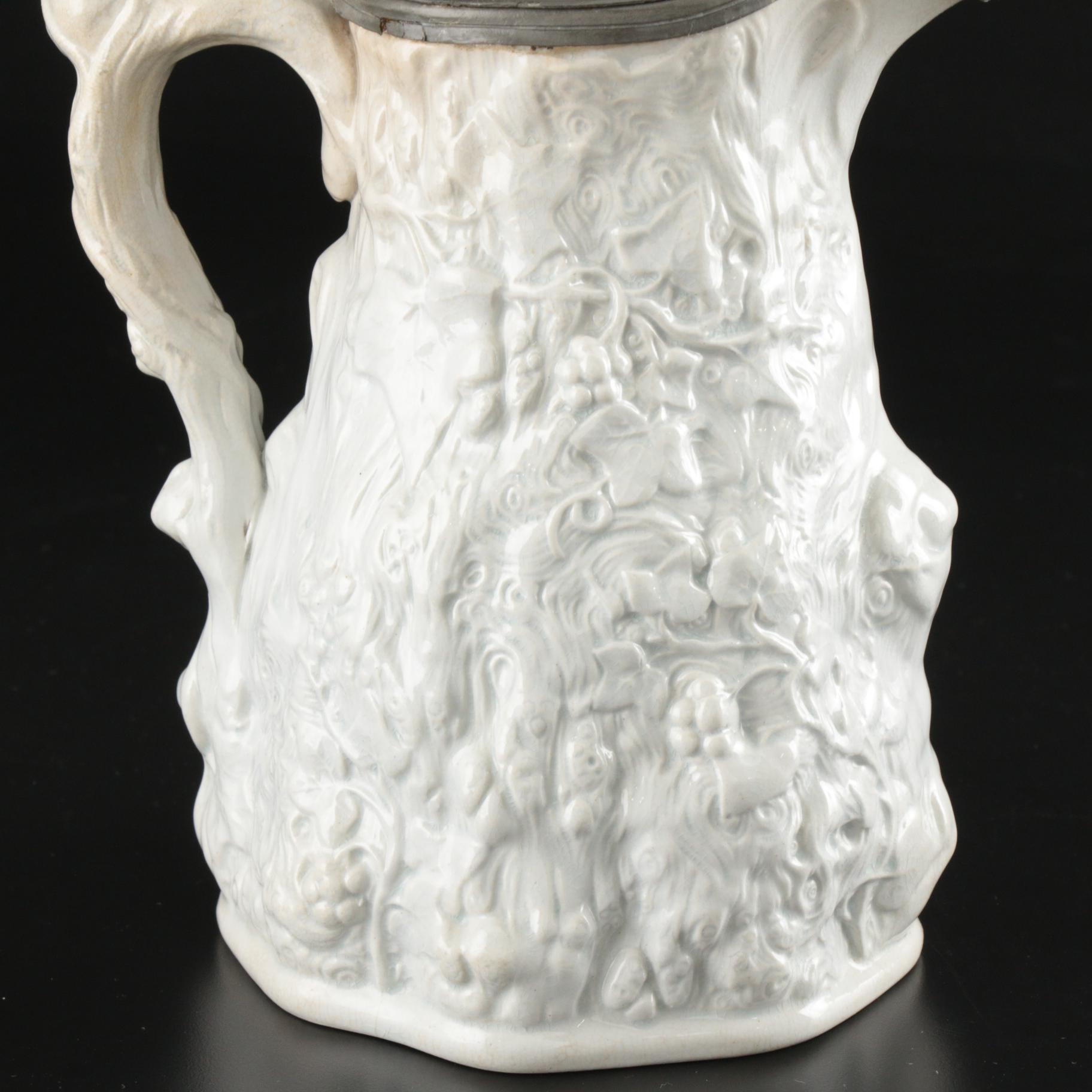 Thomas Booth Hanley Stoneware Syrup Pitcher, Mid to Late 19th Century
