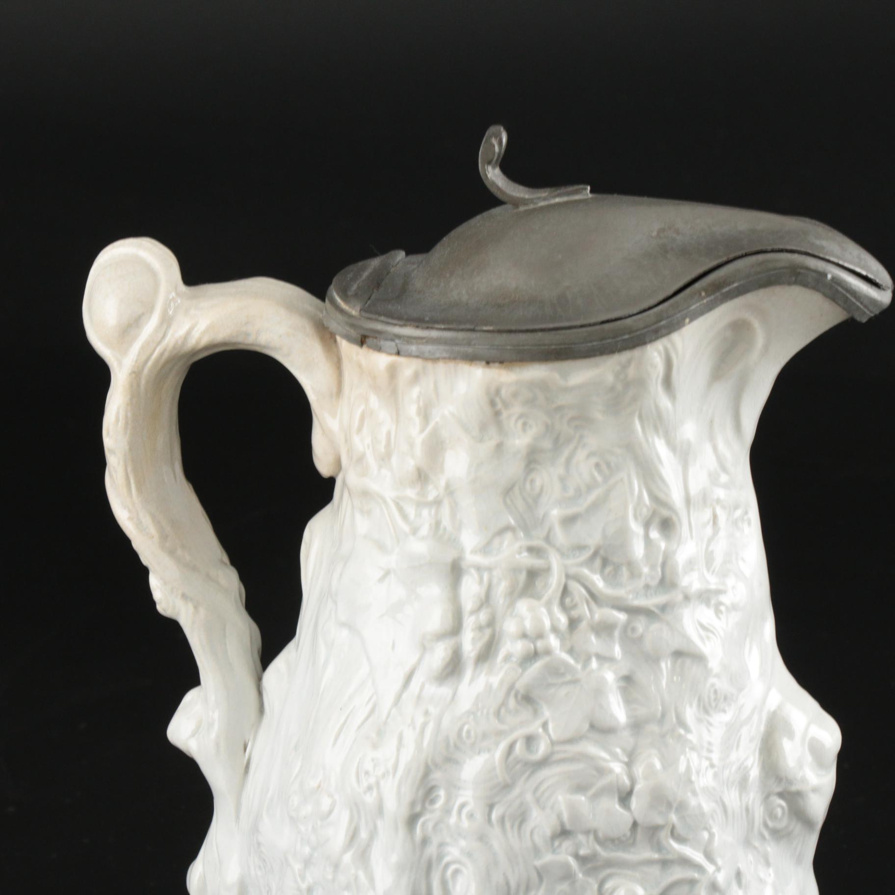 Thomas Booth Hanley Stoneware Syrup Pitcher, Mid to Late 19th Century