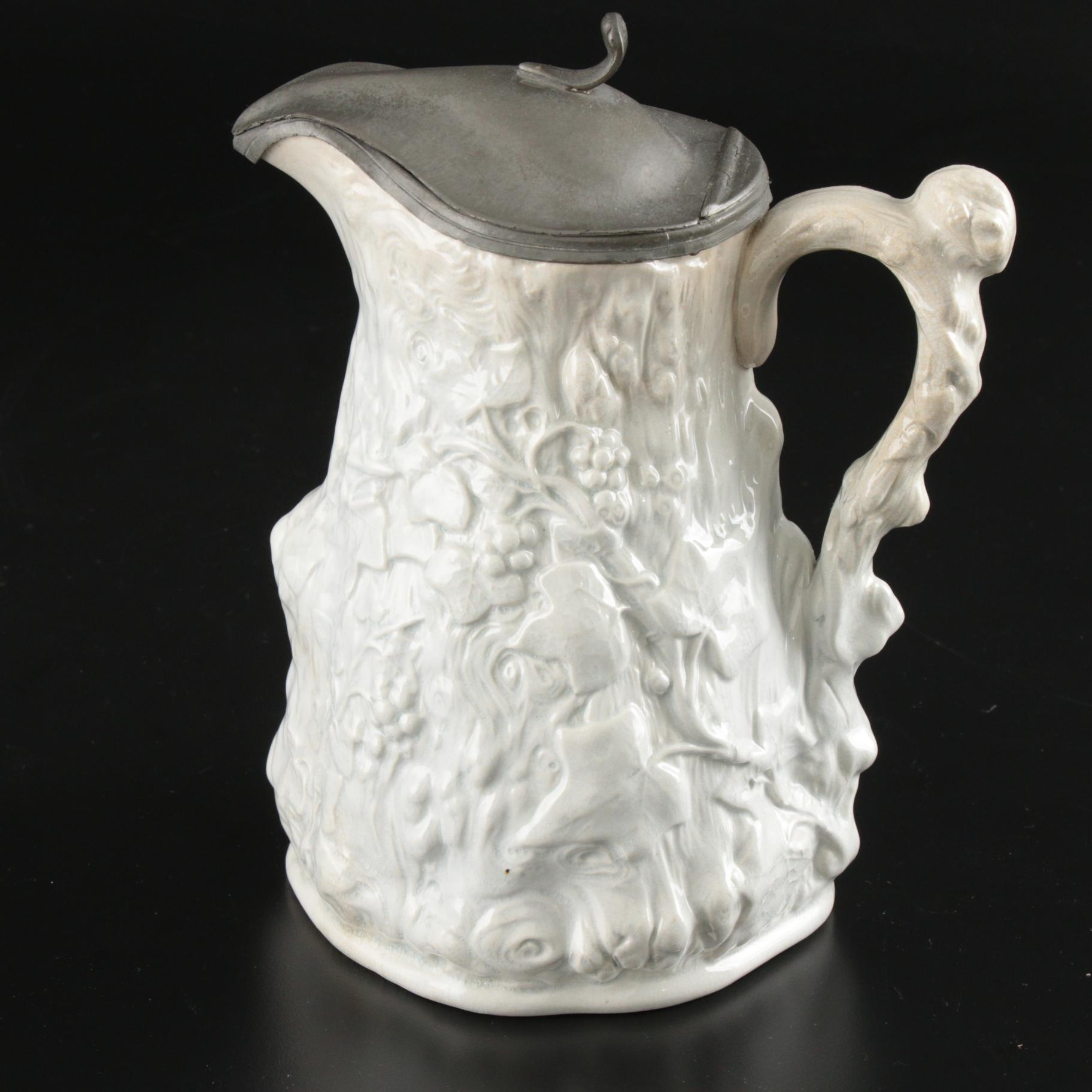 Thomas Booth Hanley Stoneware Syrup Pitcher, Mid to Late 19th Century