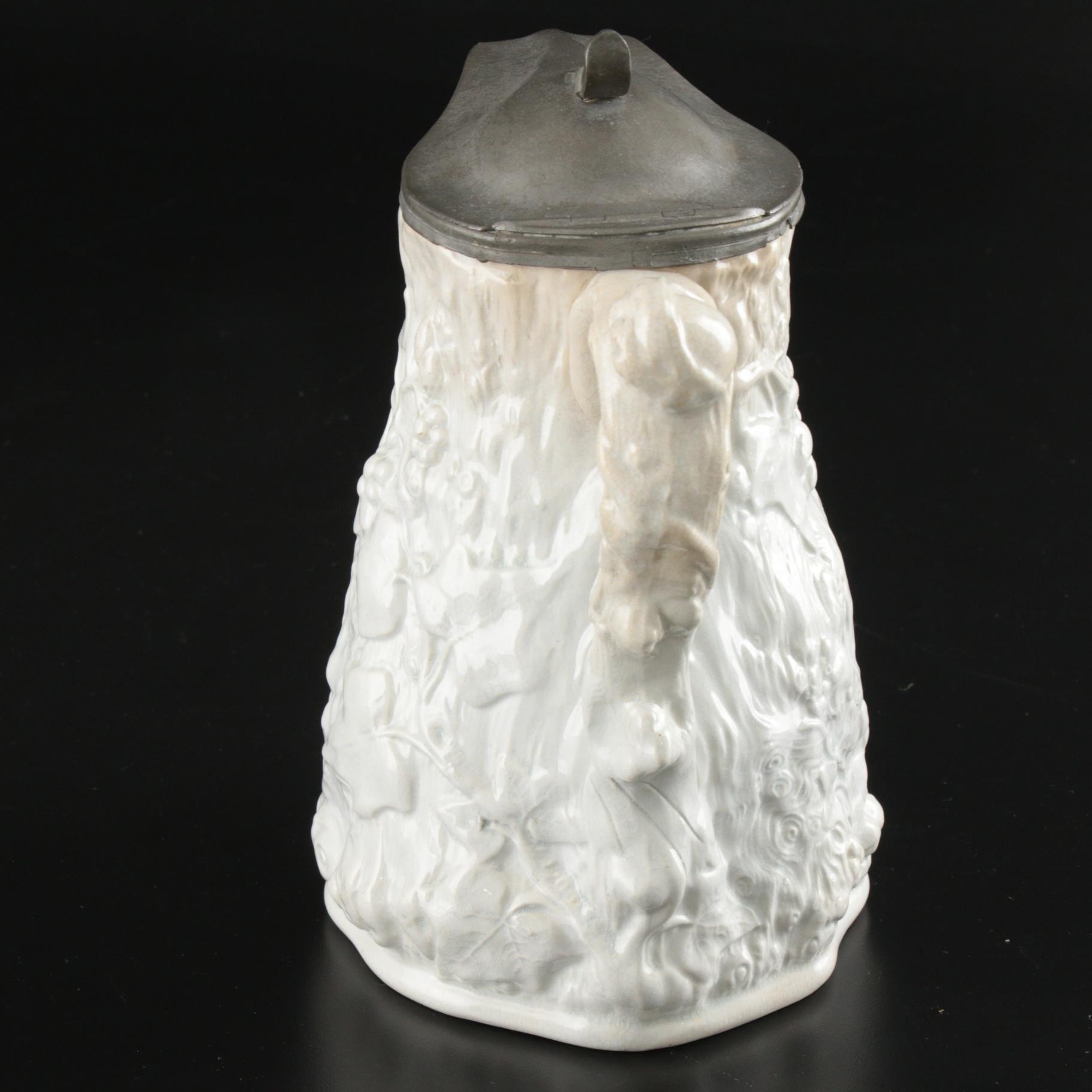 Thomas Booth Hanley Stoneware Syrup Pitcher, Mid to Late 19th Century