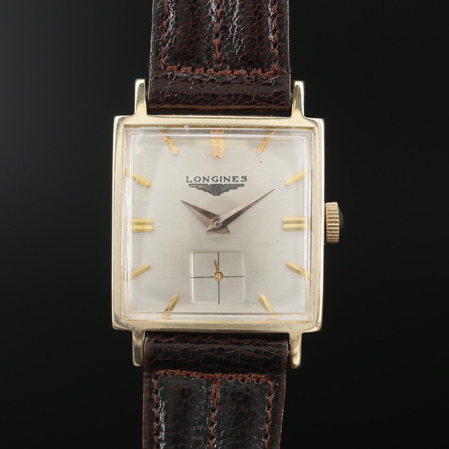 Longines 14K Gold Stem Wind Wristwatch, Vintage