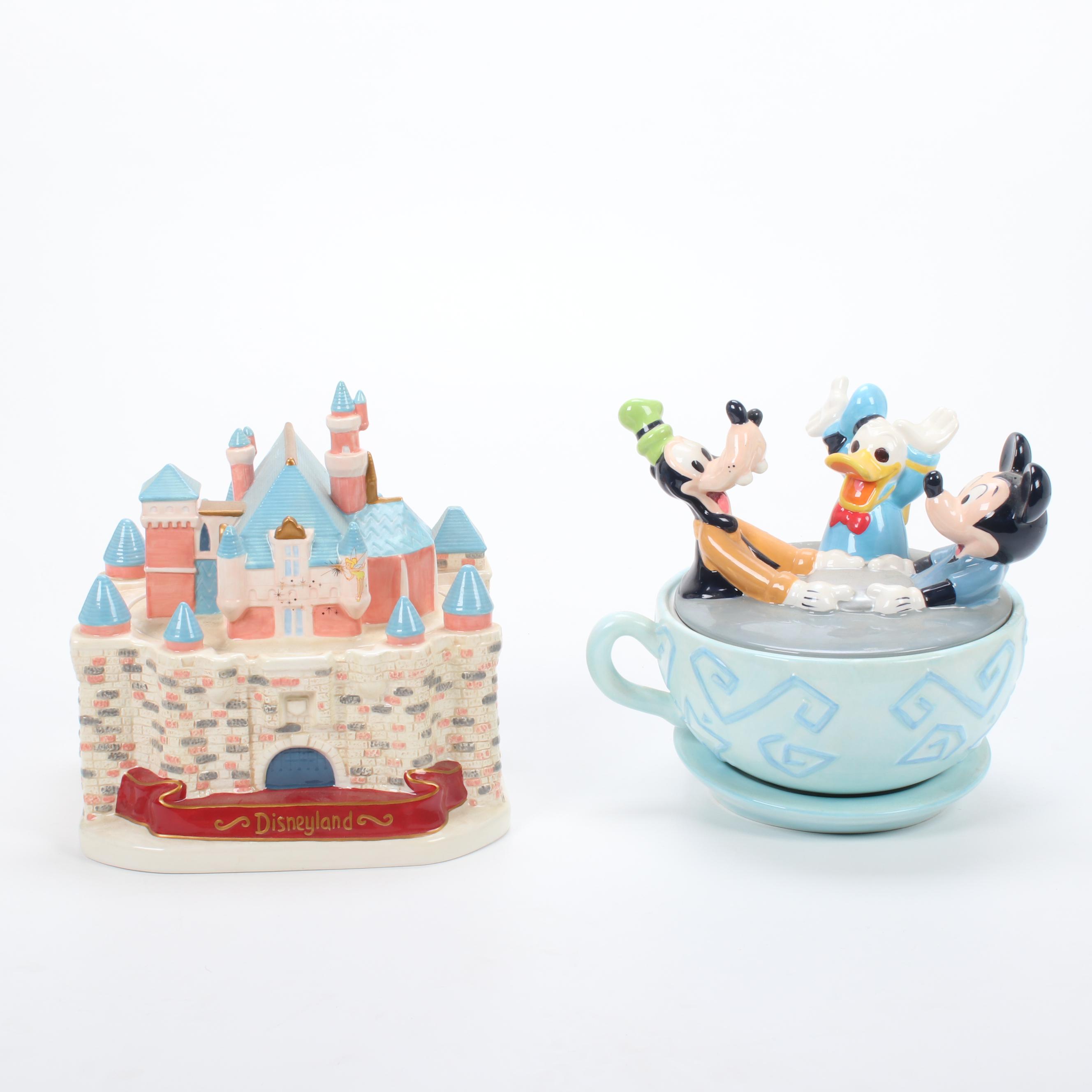 Disney "Teacup Ride" and "Disneyland Castle" Cookie Jars