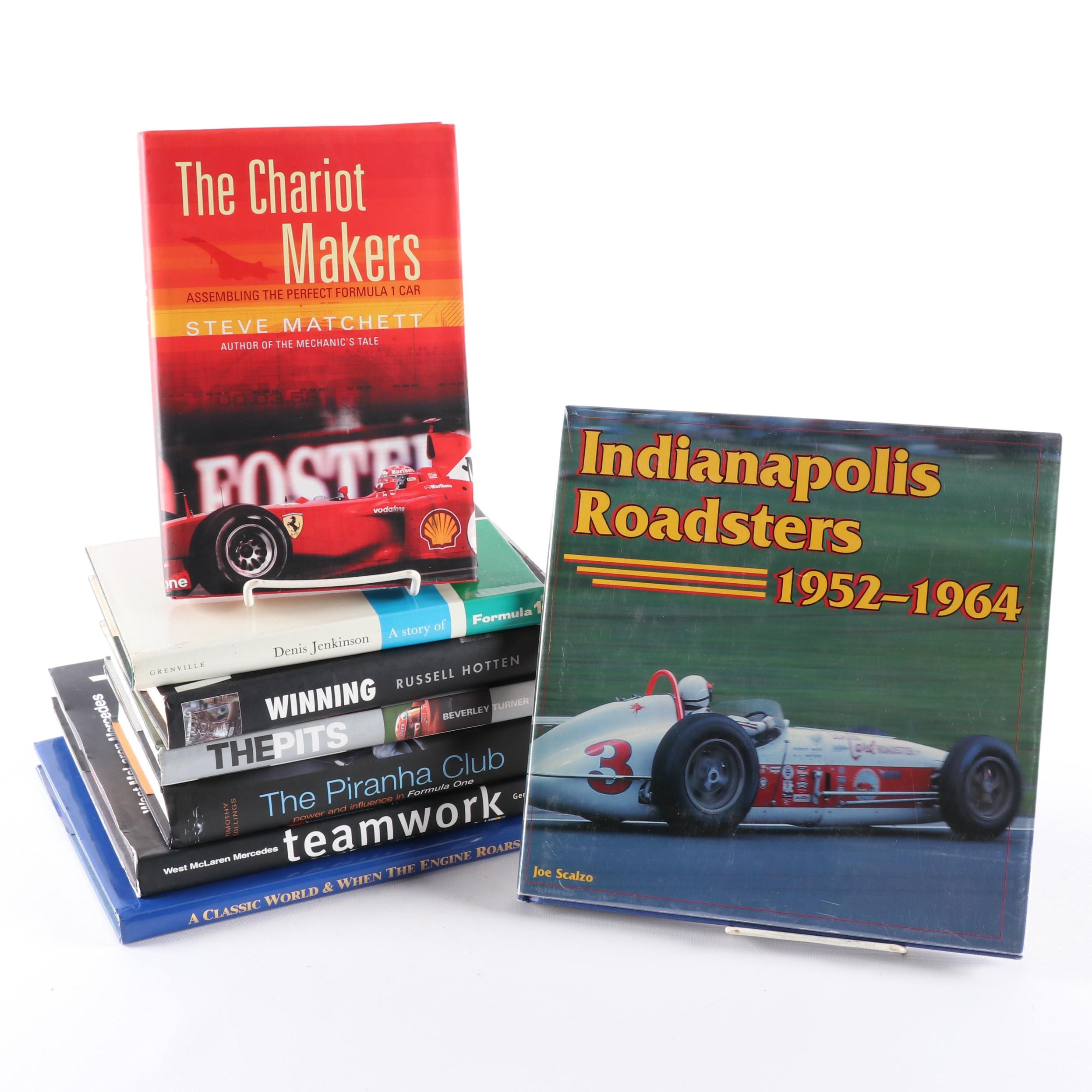 Formula One Racing Books with First Edition "Indianapolis Roadsters" and More