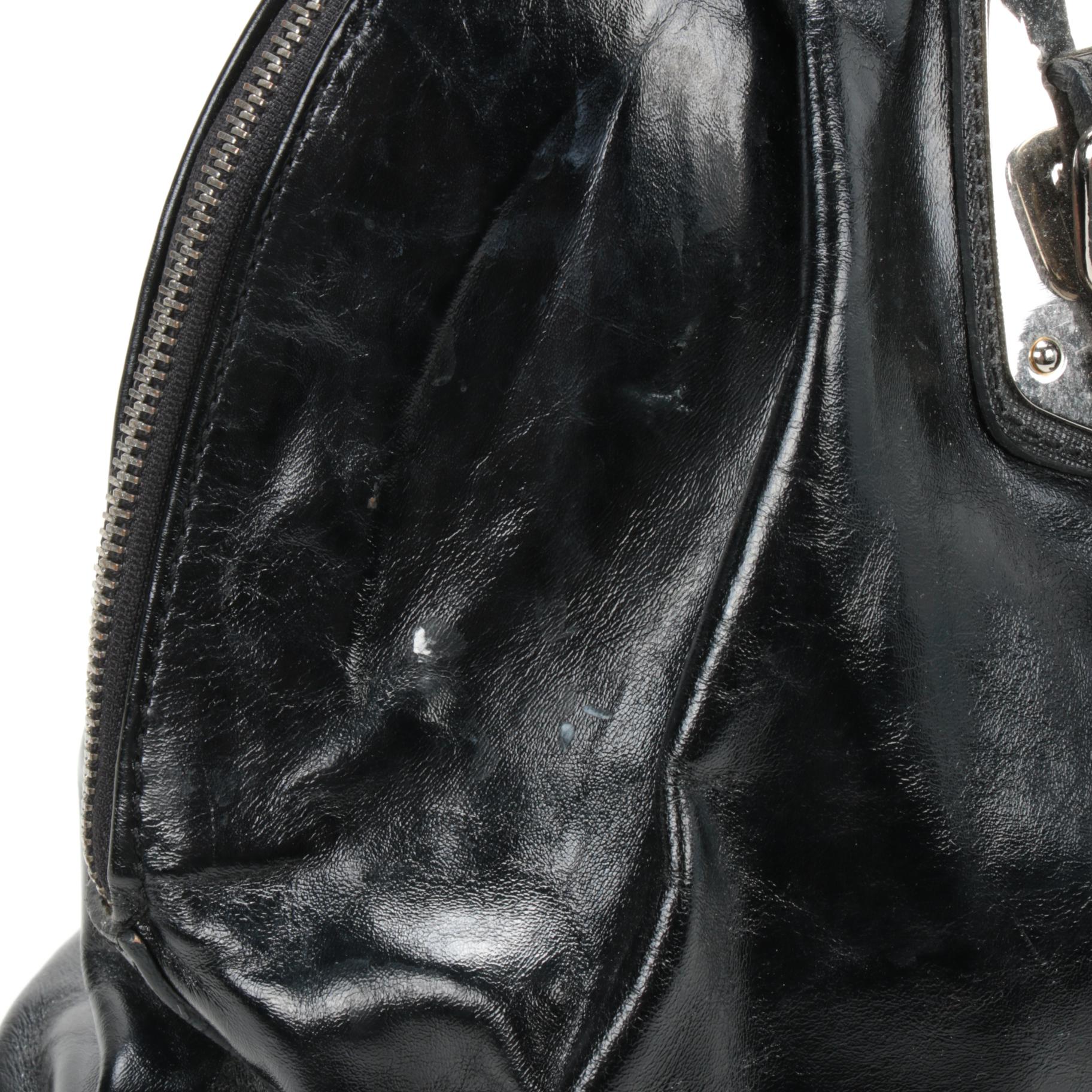 Prada Black Leather Zip Satchel with Saffiano Leather Accents
