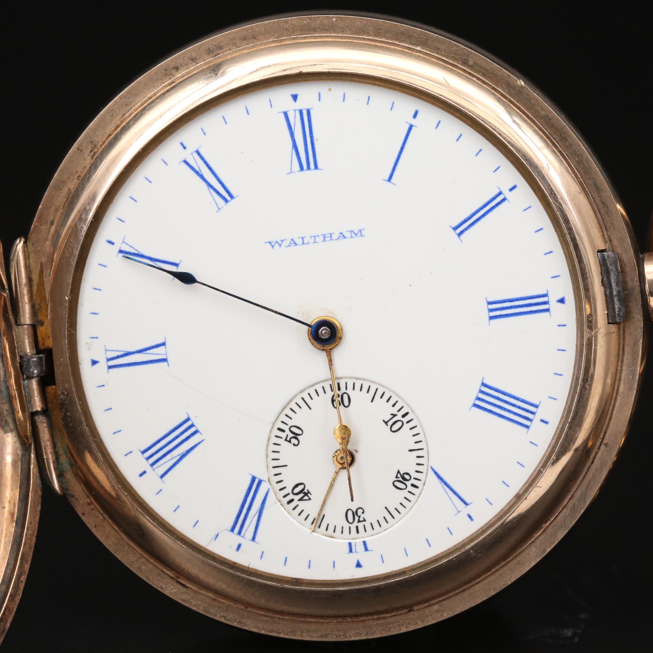 Antique Waltham Gold Filled Hunting Case Pocket Watch with Fob, 1904