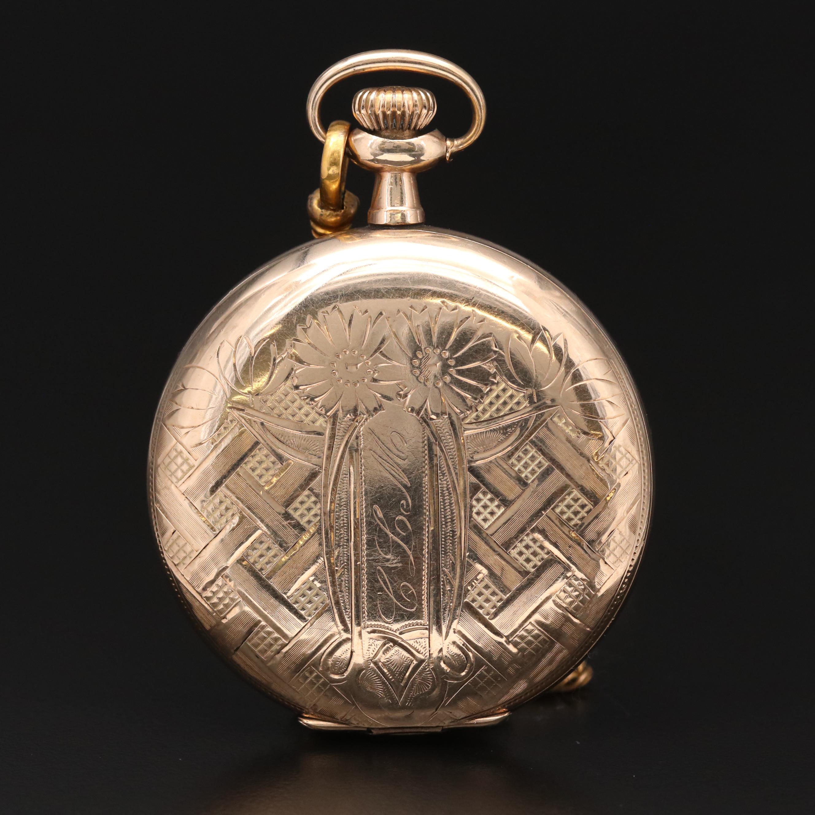 Antique Waltham Gold Filled Hunting Case Pocket Watch with Fob, 1904