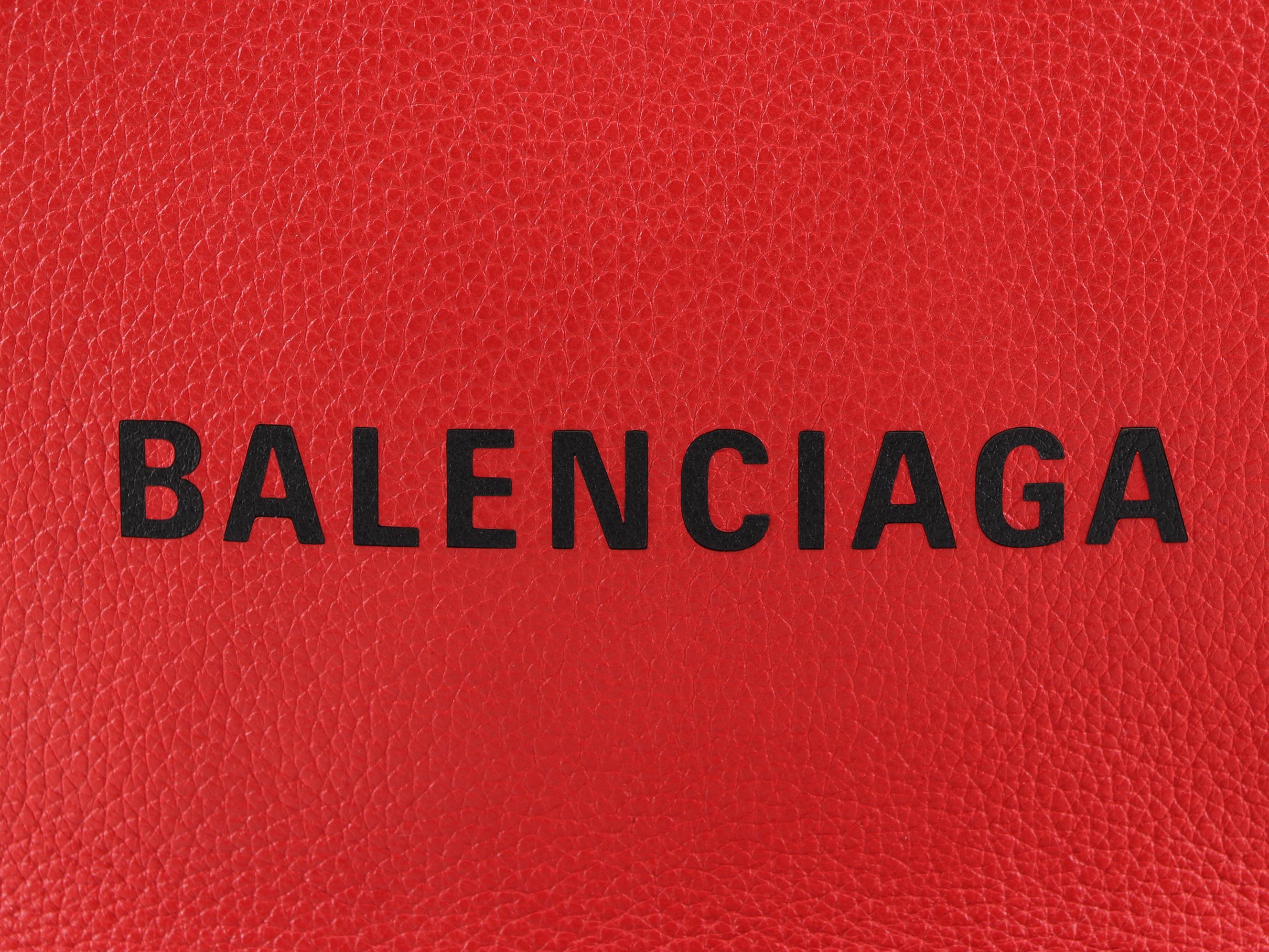 Balenciaga Red Grained Leather Petite Two-Way Shopping Tote