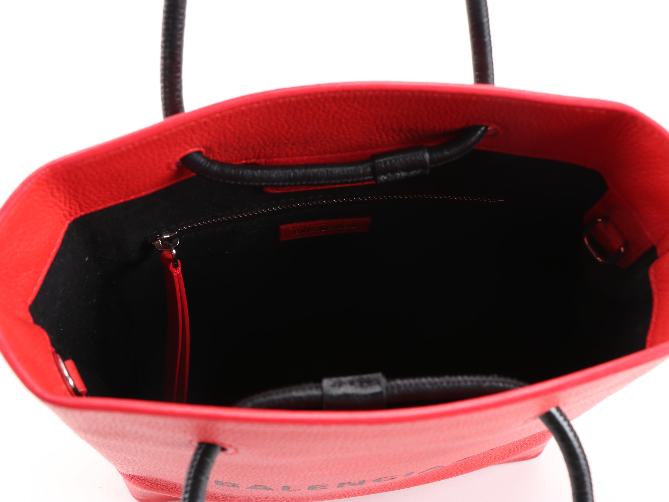 Balenciaga Red Grained Leather Petite Two-Way Shopping Tote