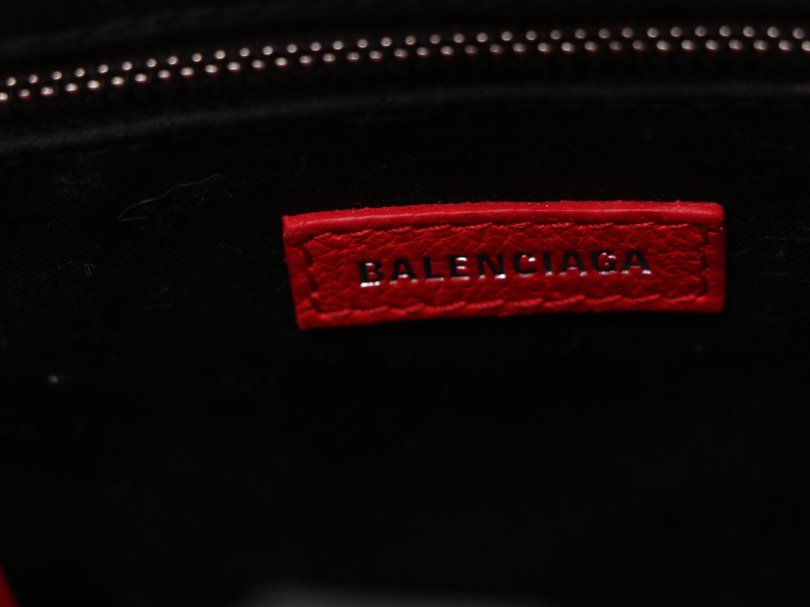 Balenciaga Red Grained Leather Petite Two-Way Shopping Tote