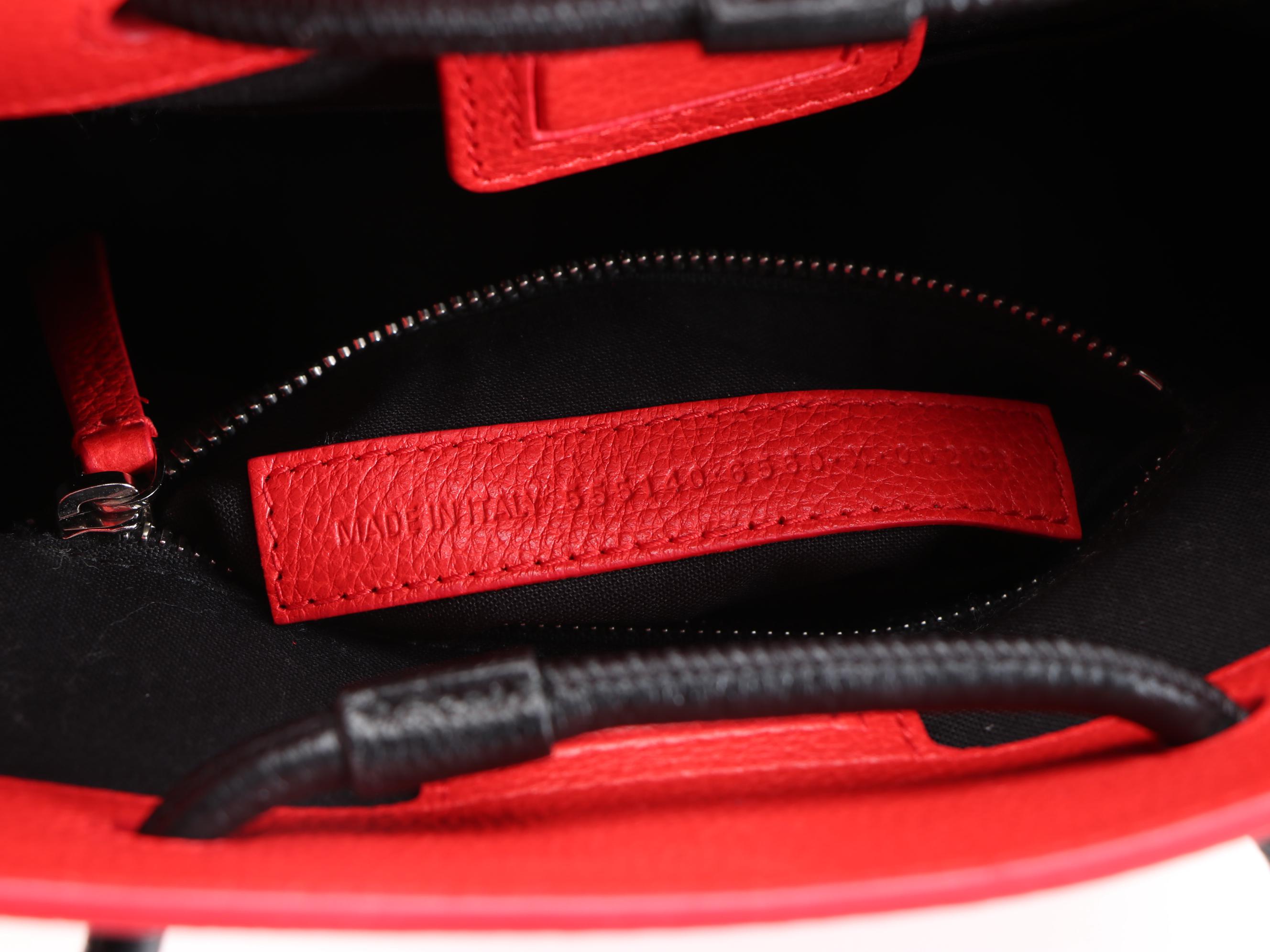 Balenciaga Red Grained Leather Petite Two-Way Shopping Tote