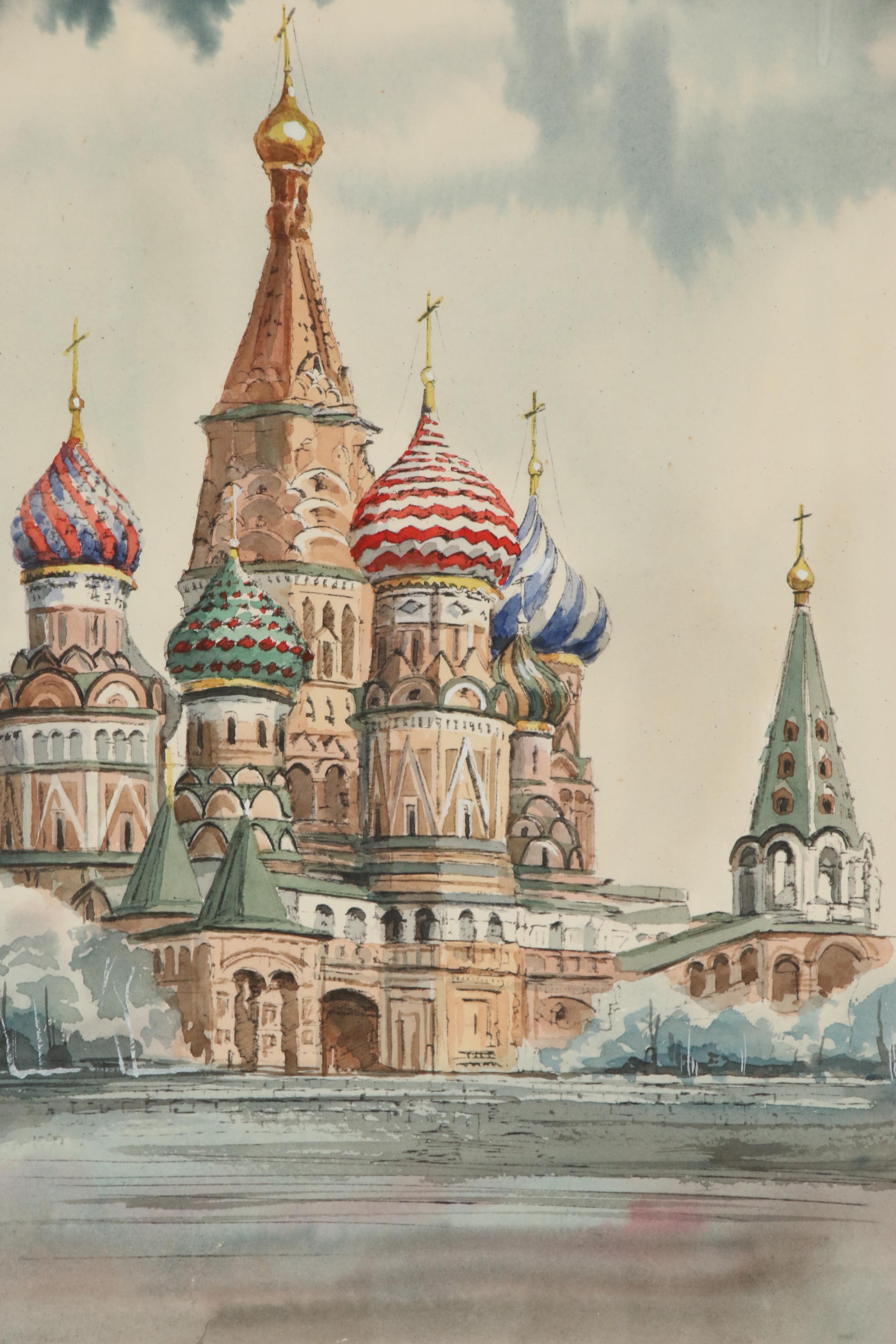 Watercolor Painting of Saint Basil's Cathedral