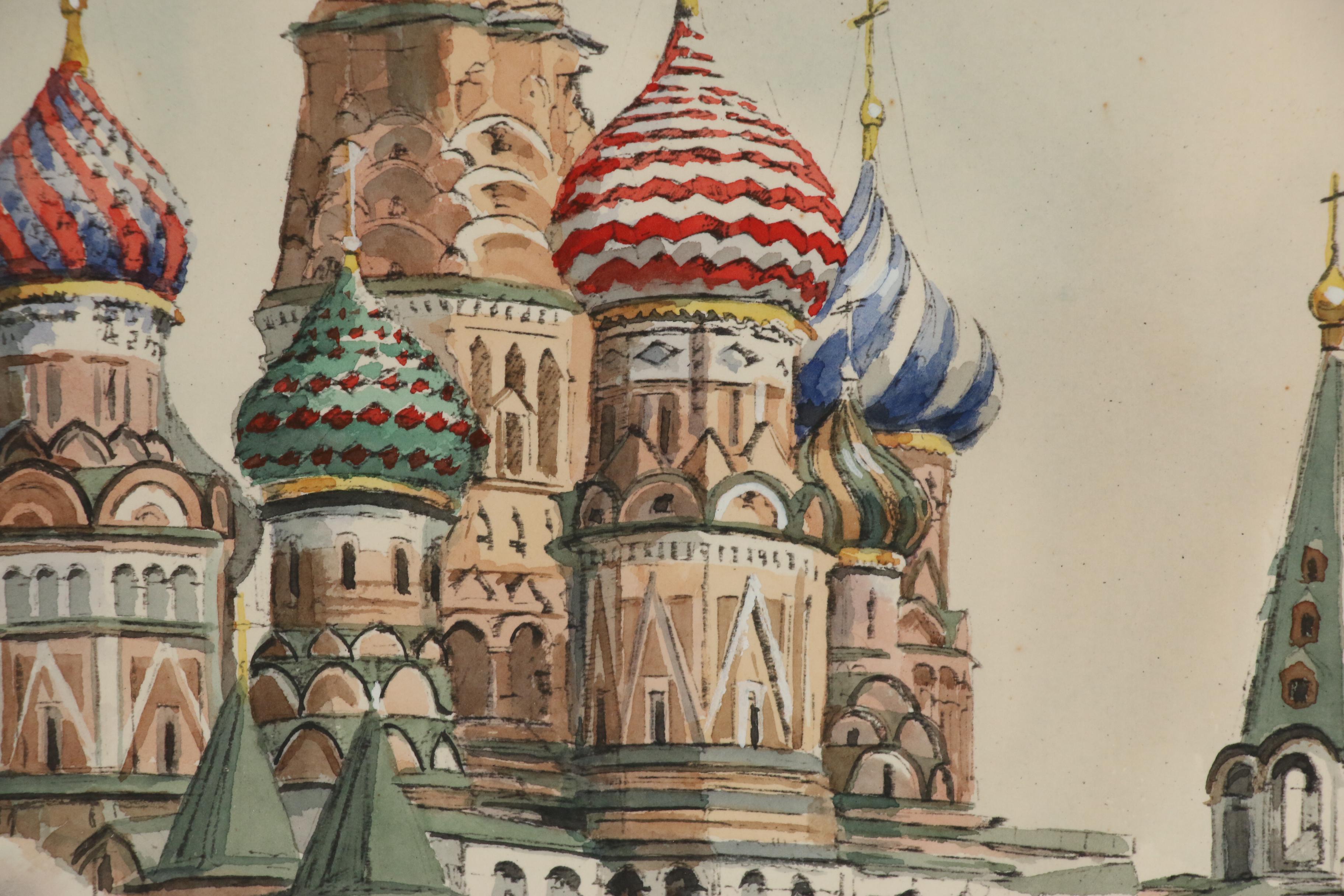 Watercolor Painting of Saint Basil's Cathedral