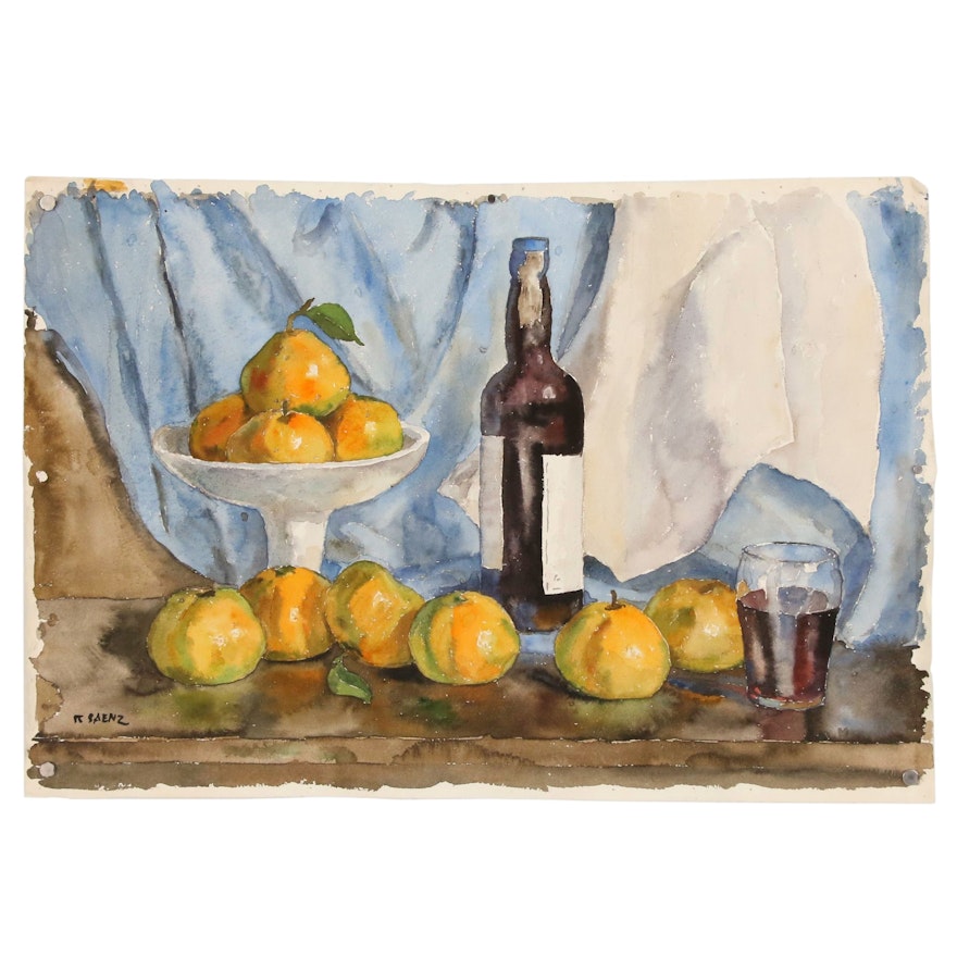 Still Life Watercolor Painting, Mid to Late 20th Century