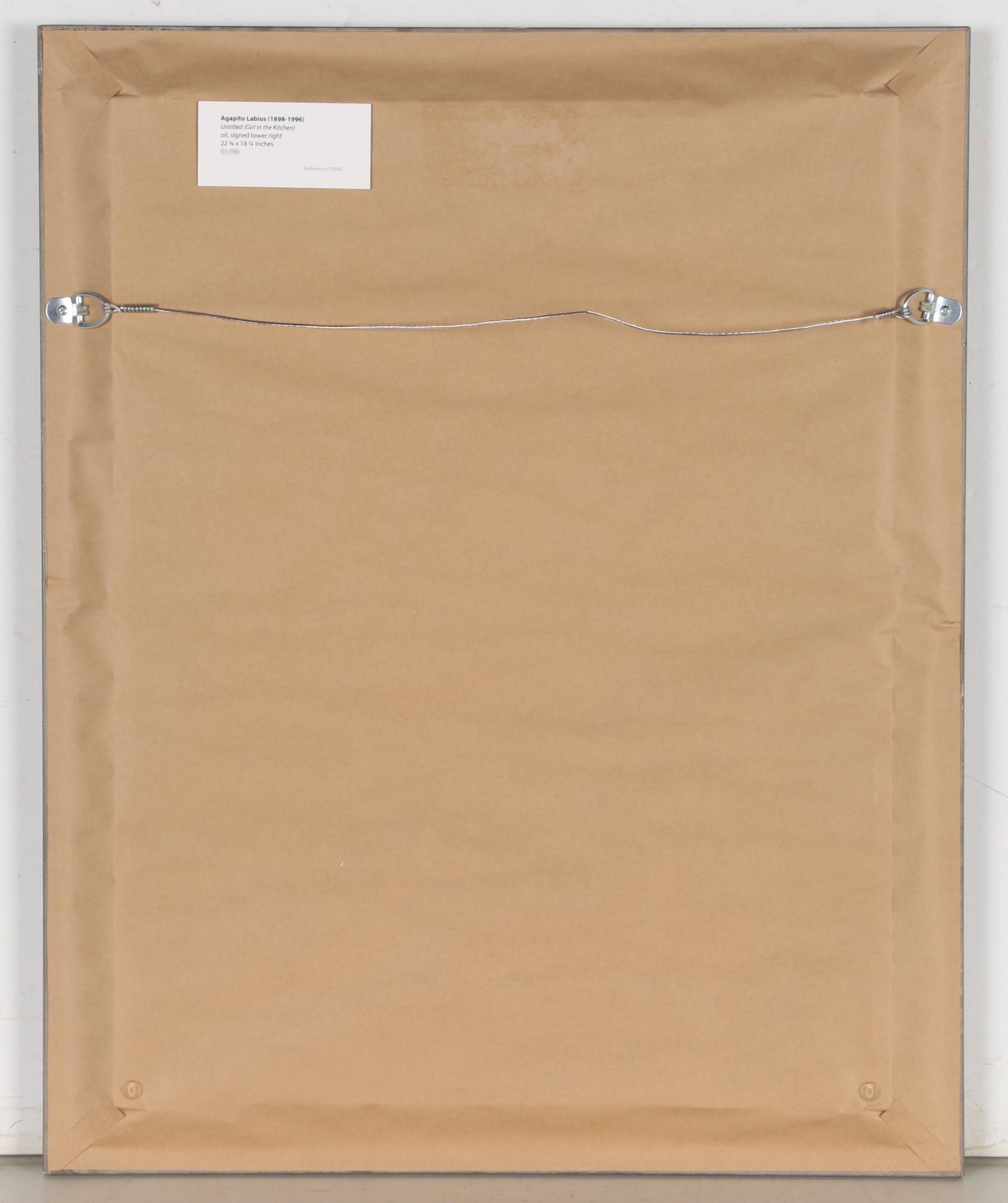 Agapito Labios Oil Folk Painting of Young Girl in Kitchen