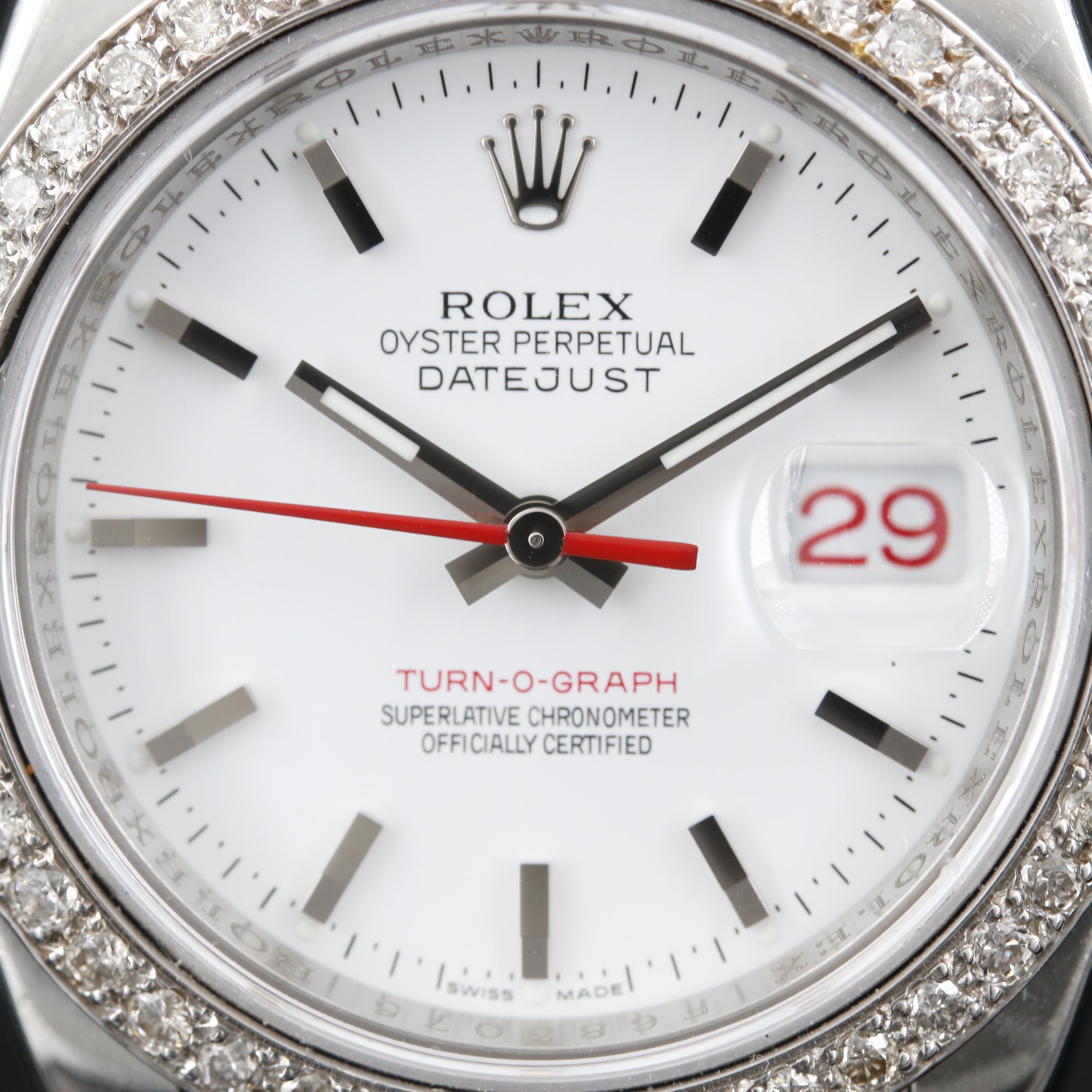Rolex Datejust Turn-O-Graph 1.38 CTW Diamond Bezel and Stainless Steel Watch