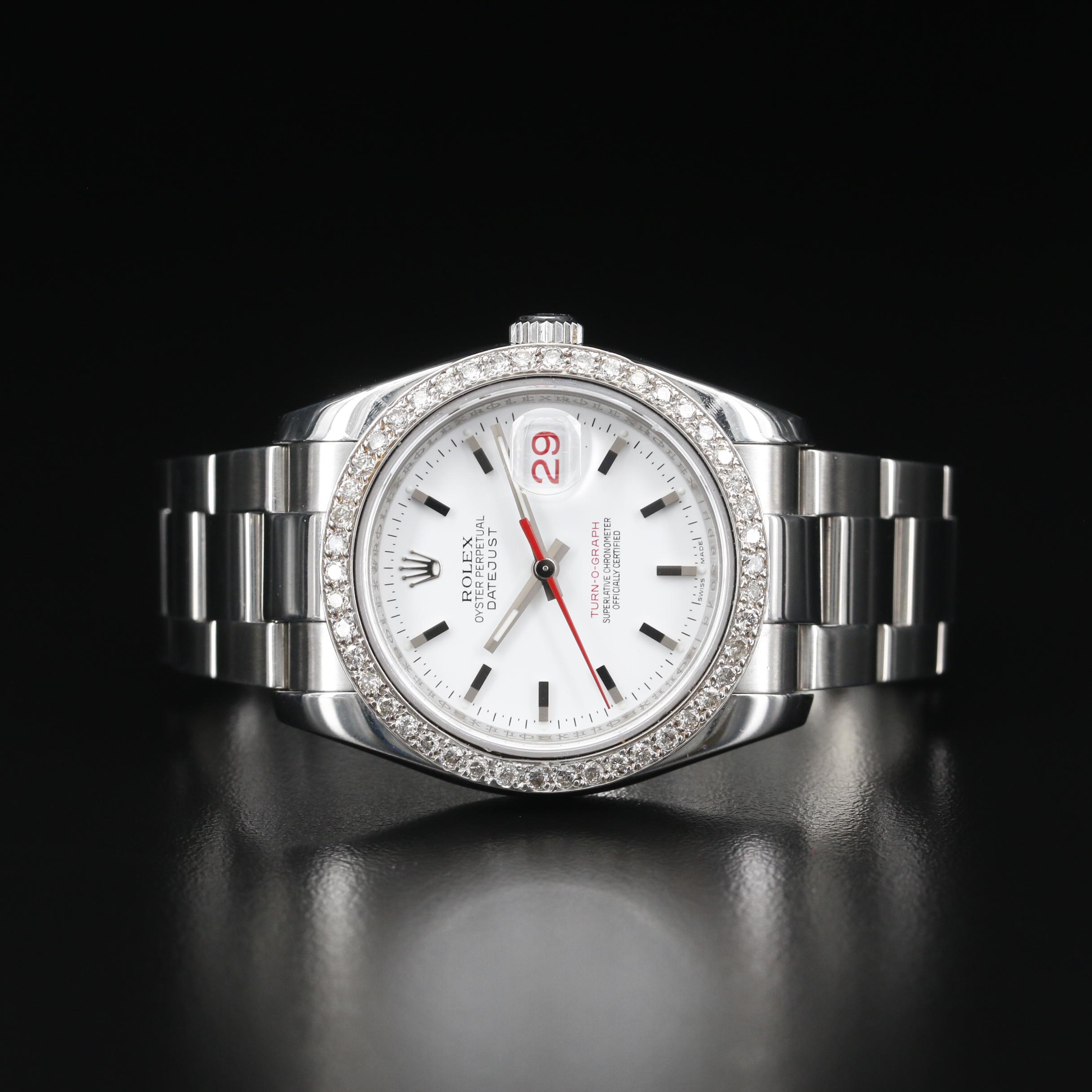 Rolex Datejust Turn-O-Graph 1.38 CTW Diamond Bezel and Stainless Steel Watch