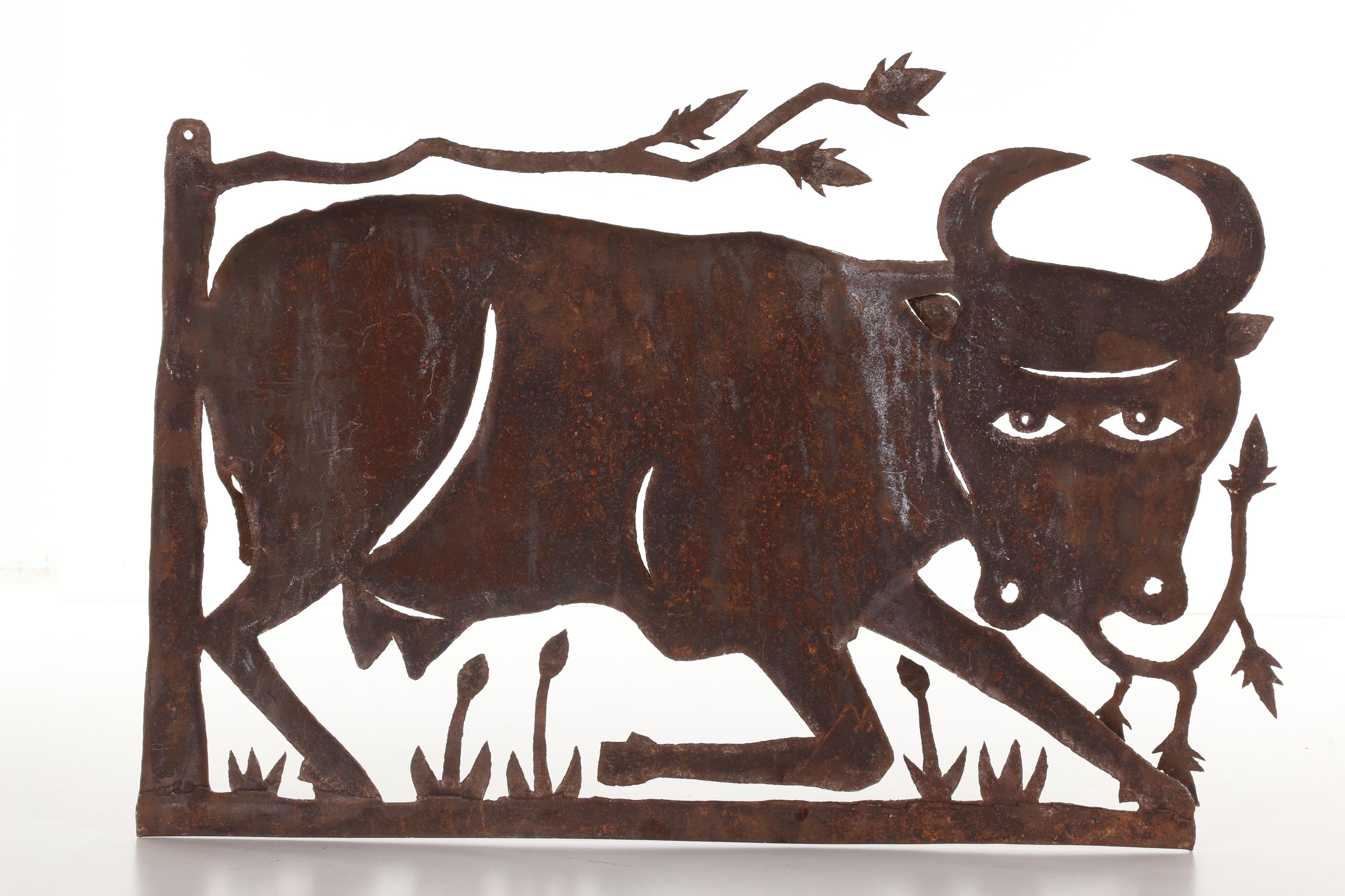 Gabriel Bien-Aime Haitian Metal Sculpture of Cow