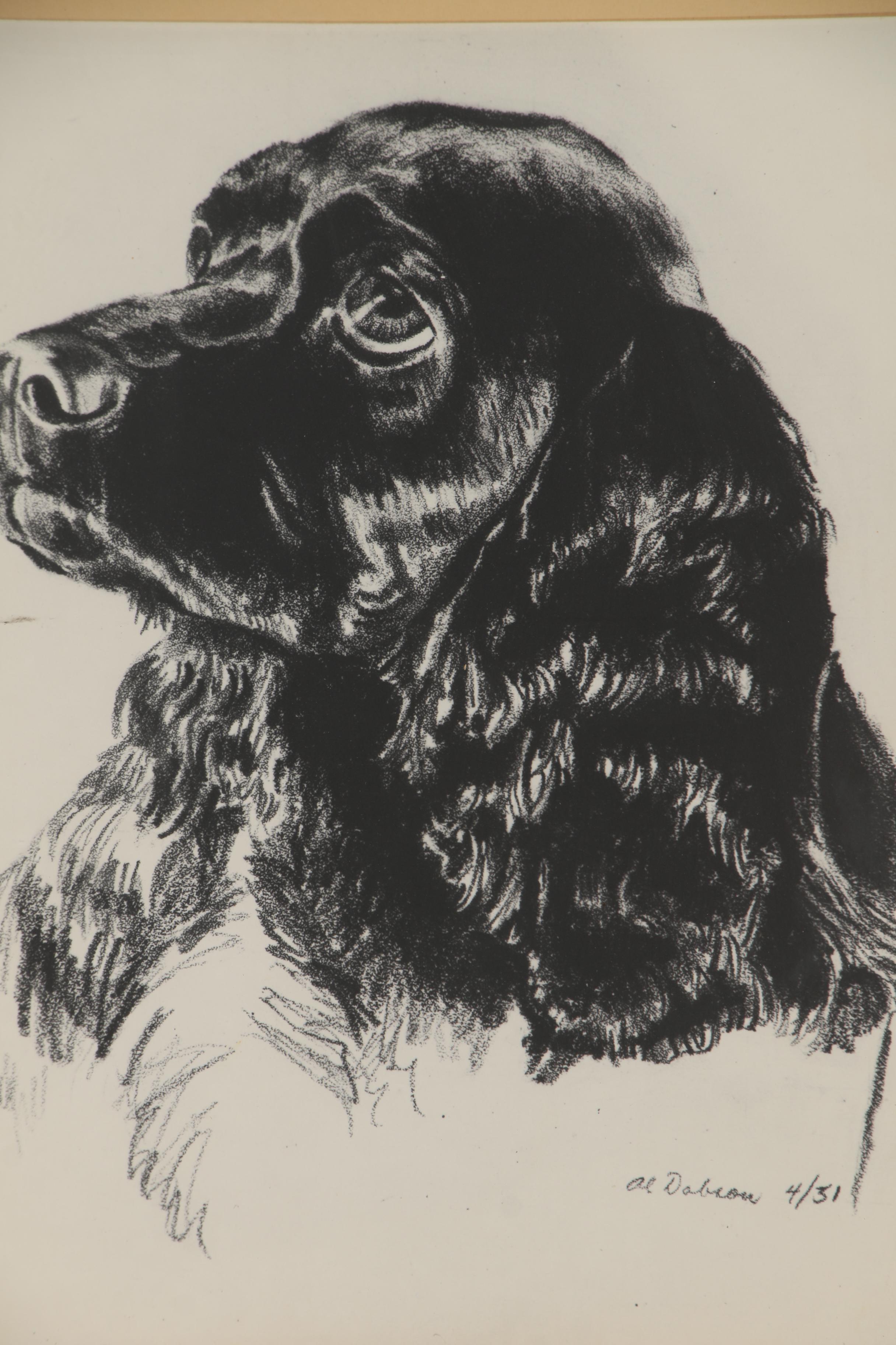 Pair of Dog Lithographs After Al Dobson, 20th Century