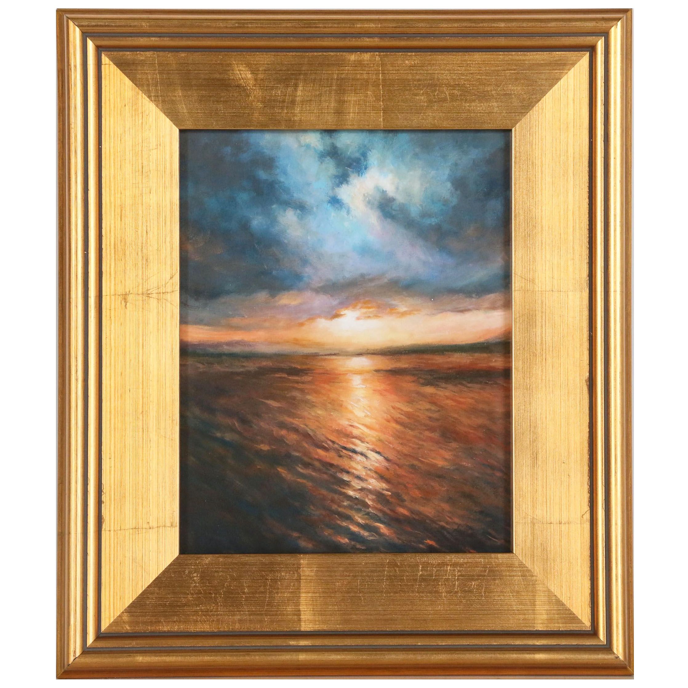 Oil Painting of Seascape Sunset Scene