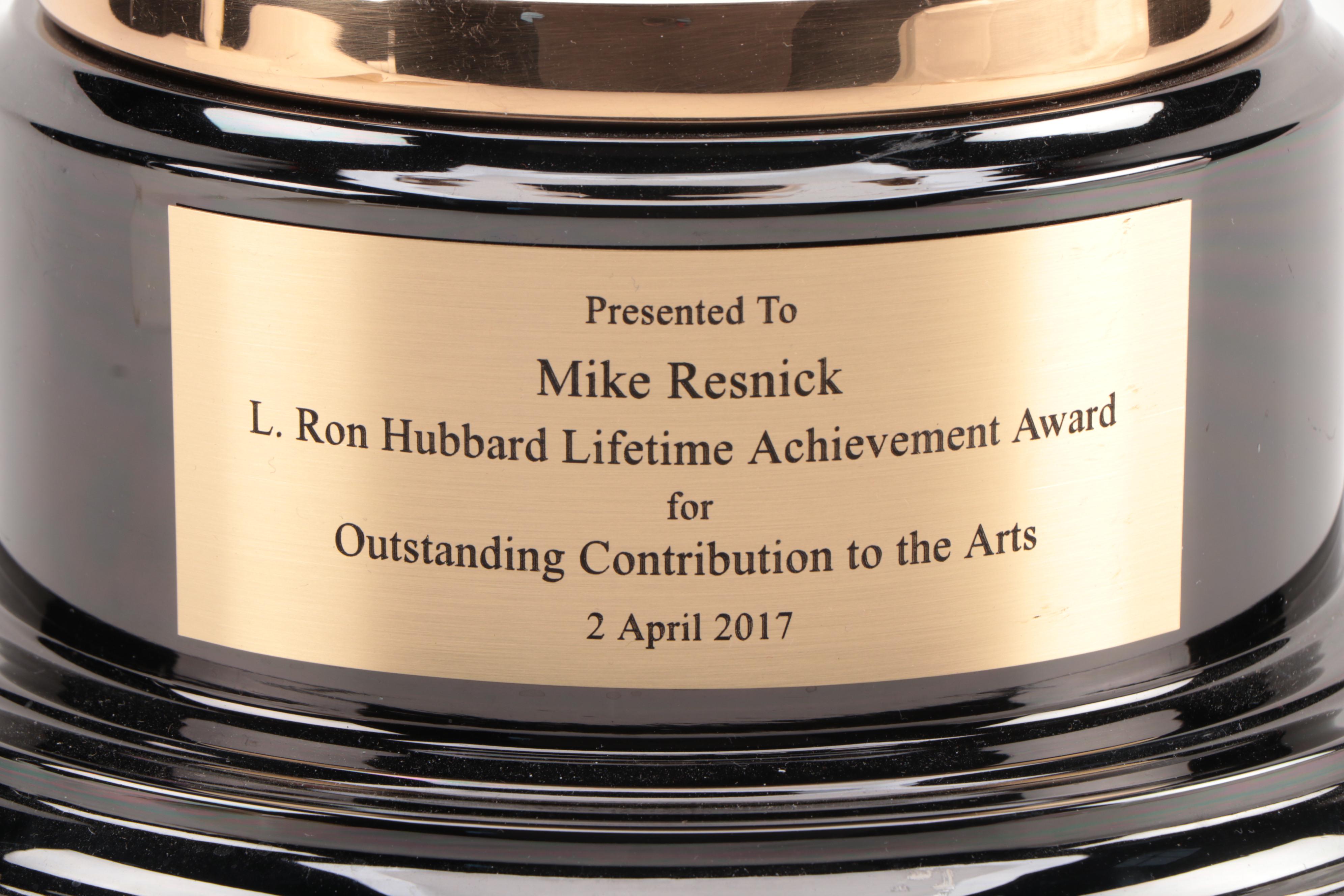 Author Mike Resnick Lifetime Achievement Trophy from L. Ron Hubbard Foundation