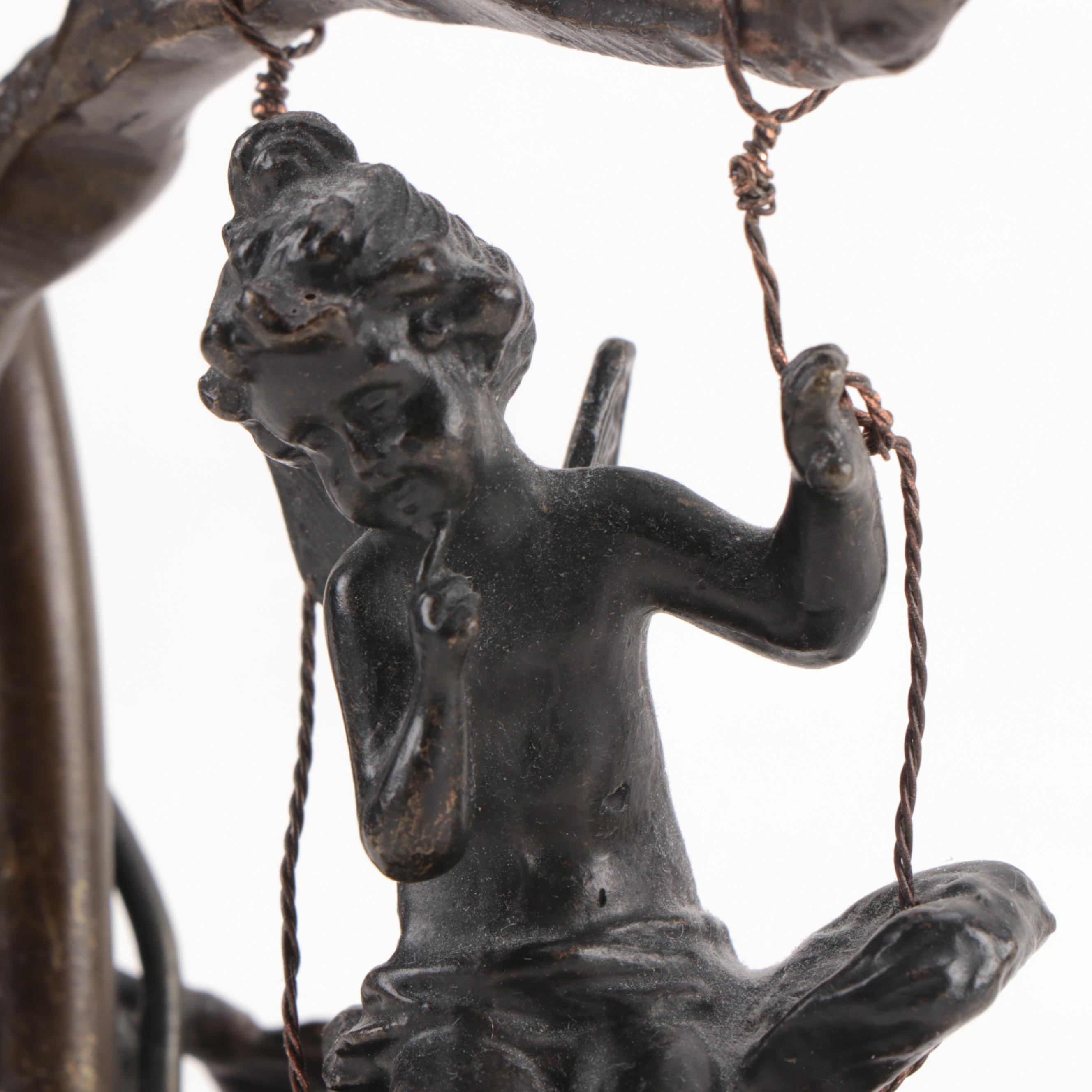 Victorian Style "Cherub on Swing" Table Accent Lamp