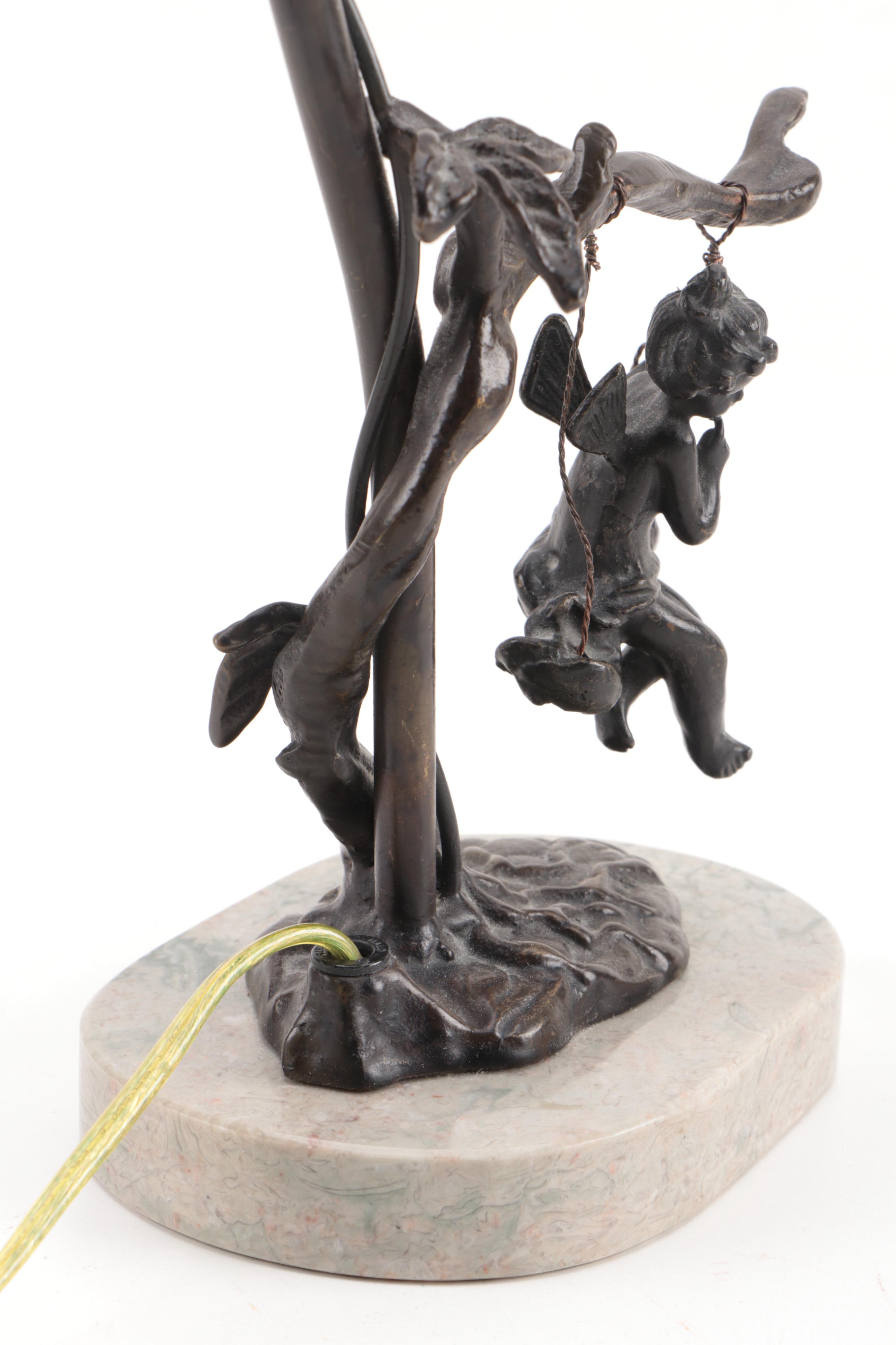 Victorian Style "Cherub on Swing" Table Accent Lamp