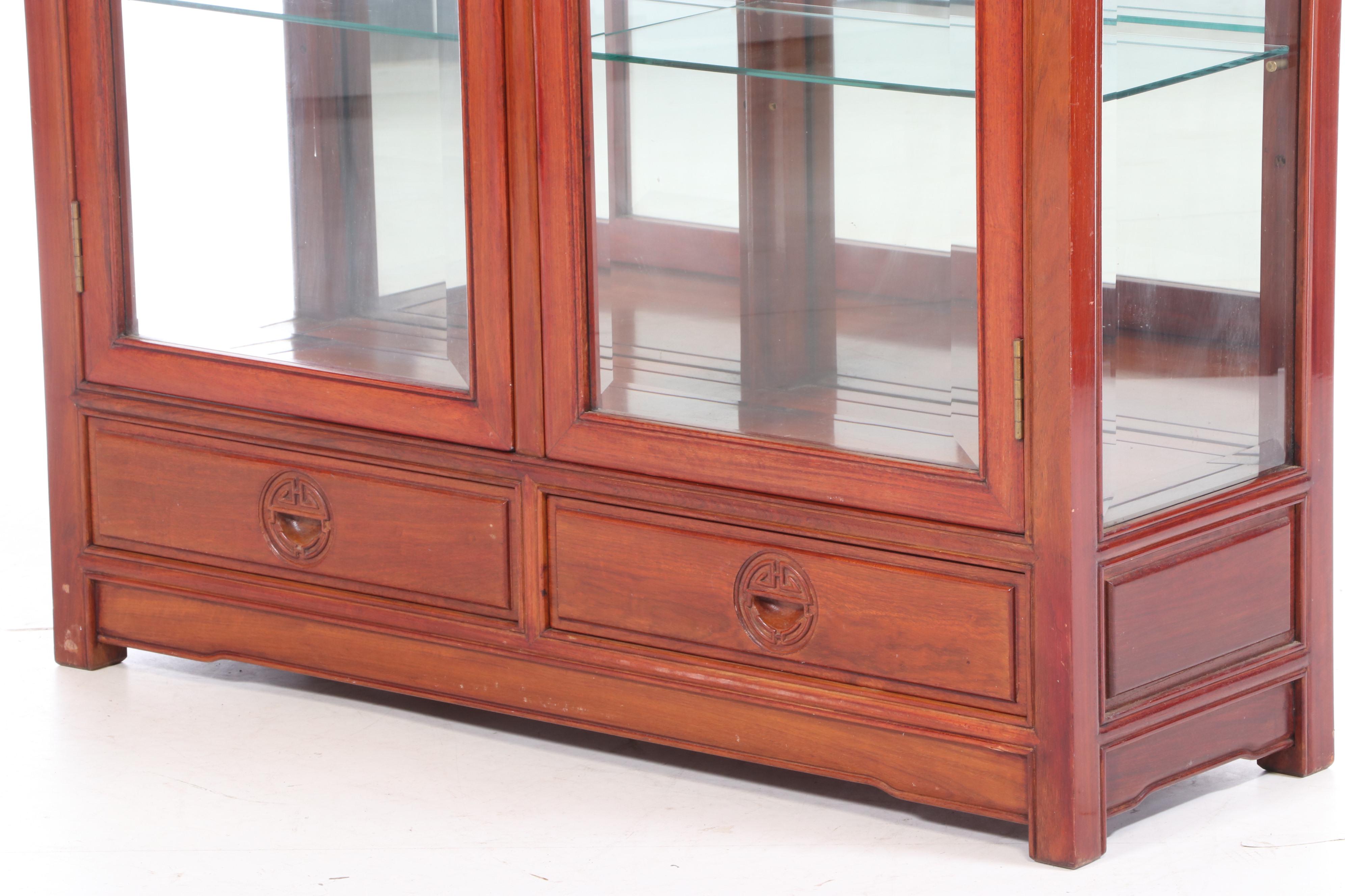 Thai Hardwood Mirror-Back Display Cabinet
